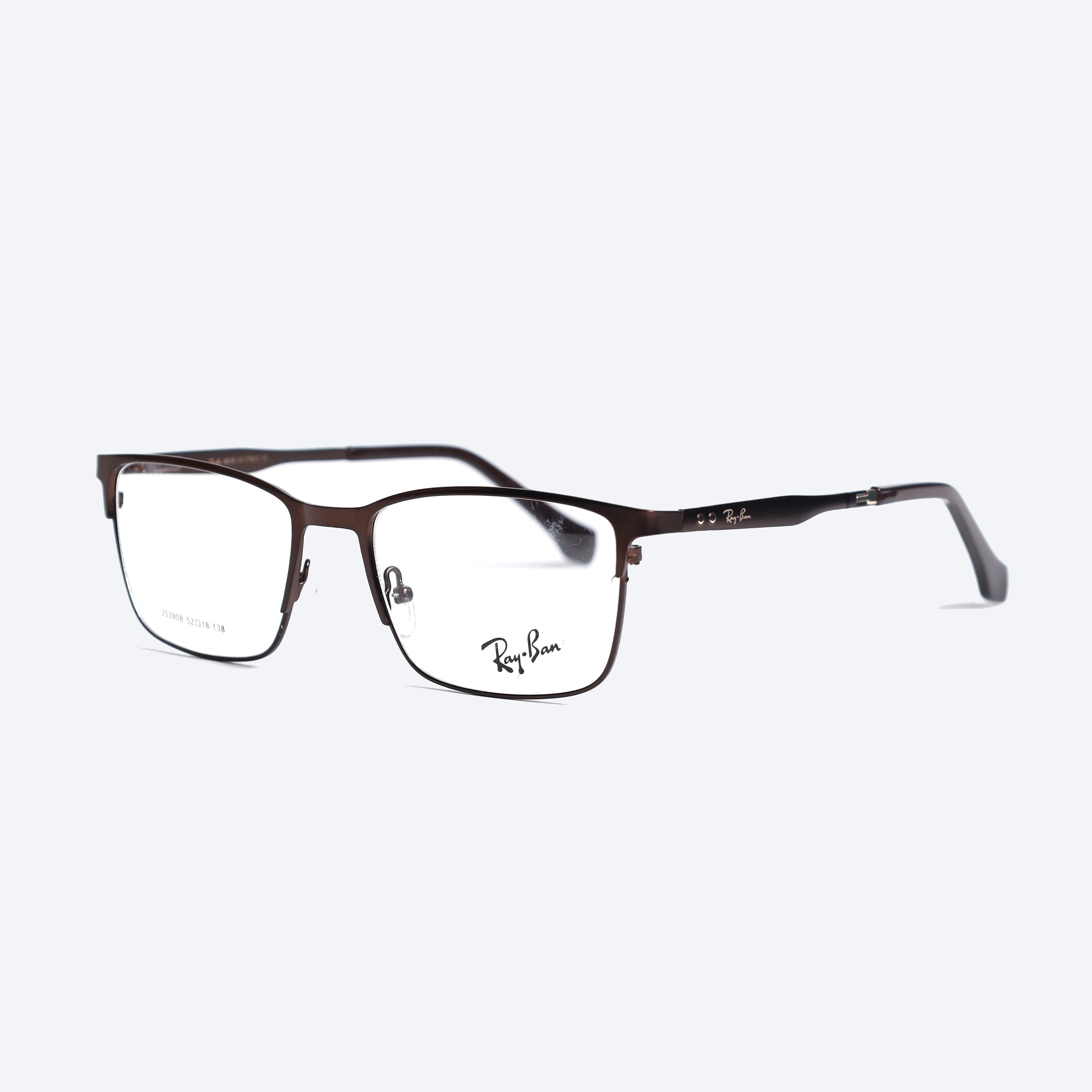 Ray Ban 252808 Rectangle Eye Glasses for Unisex - Brown