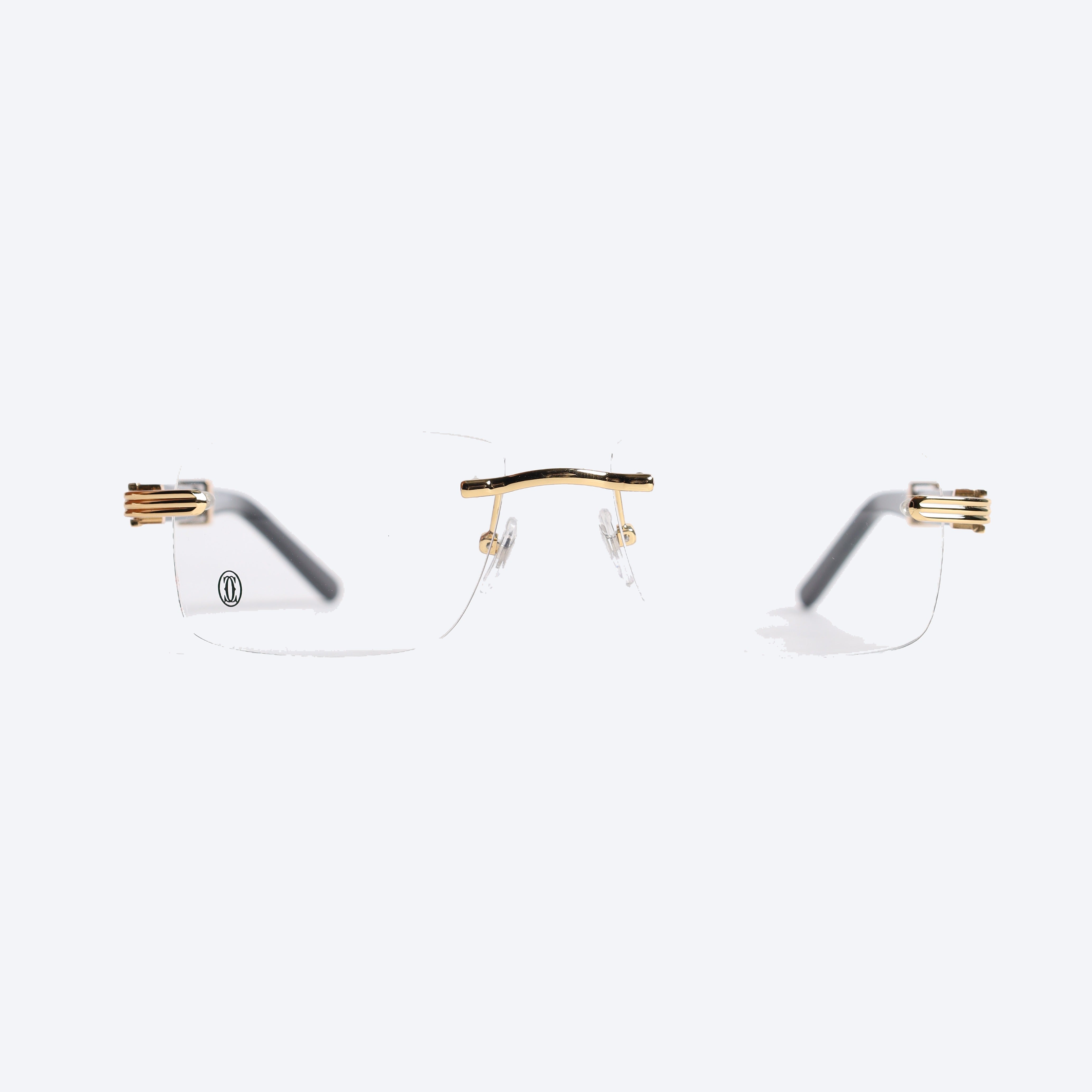 Cartier 3471 Rectangle Eye Glasses for Gents - Black Golden