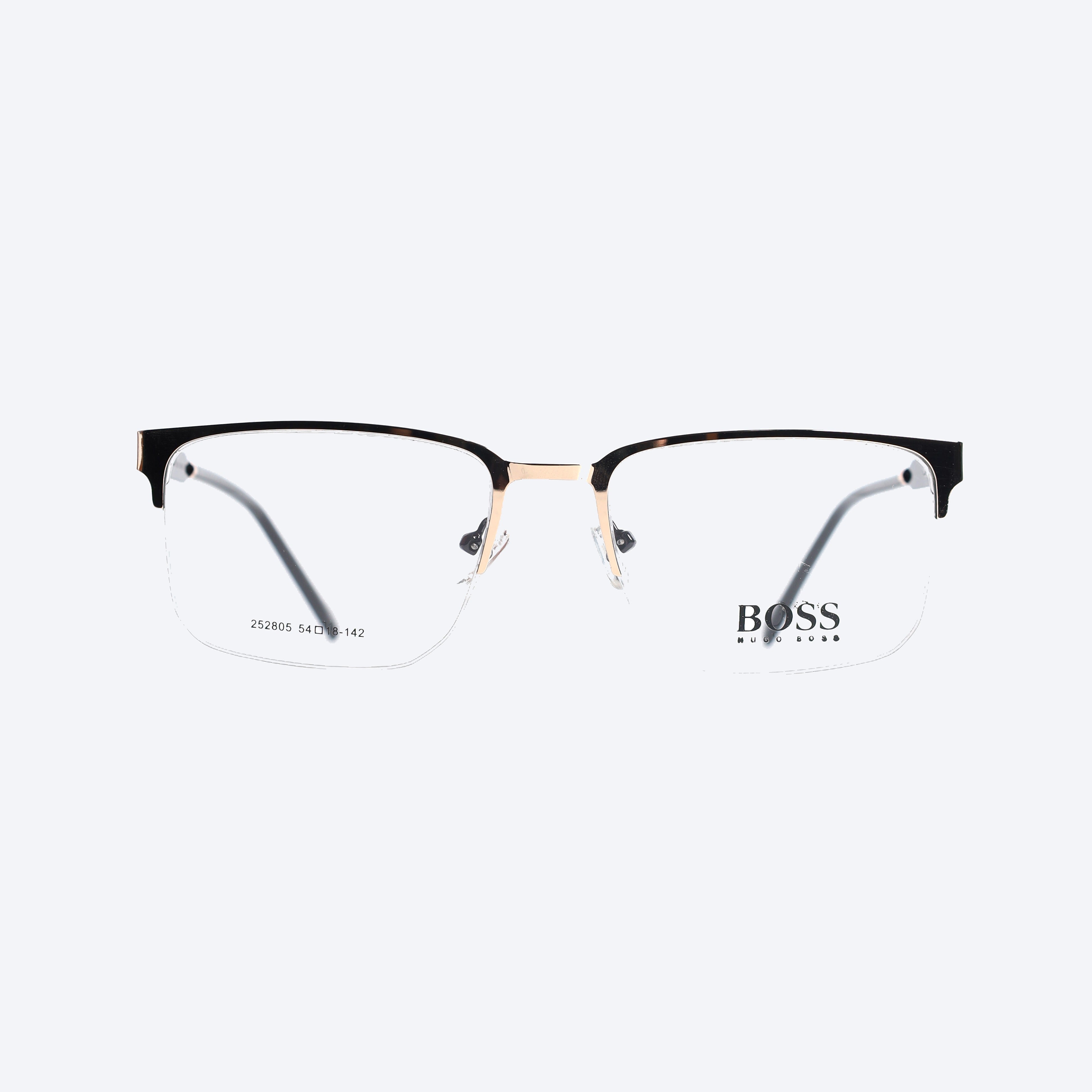 Hugo Boss 252805 Rectangle Eye Glasses for Unisex - Gold