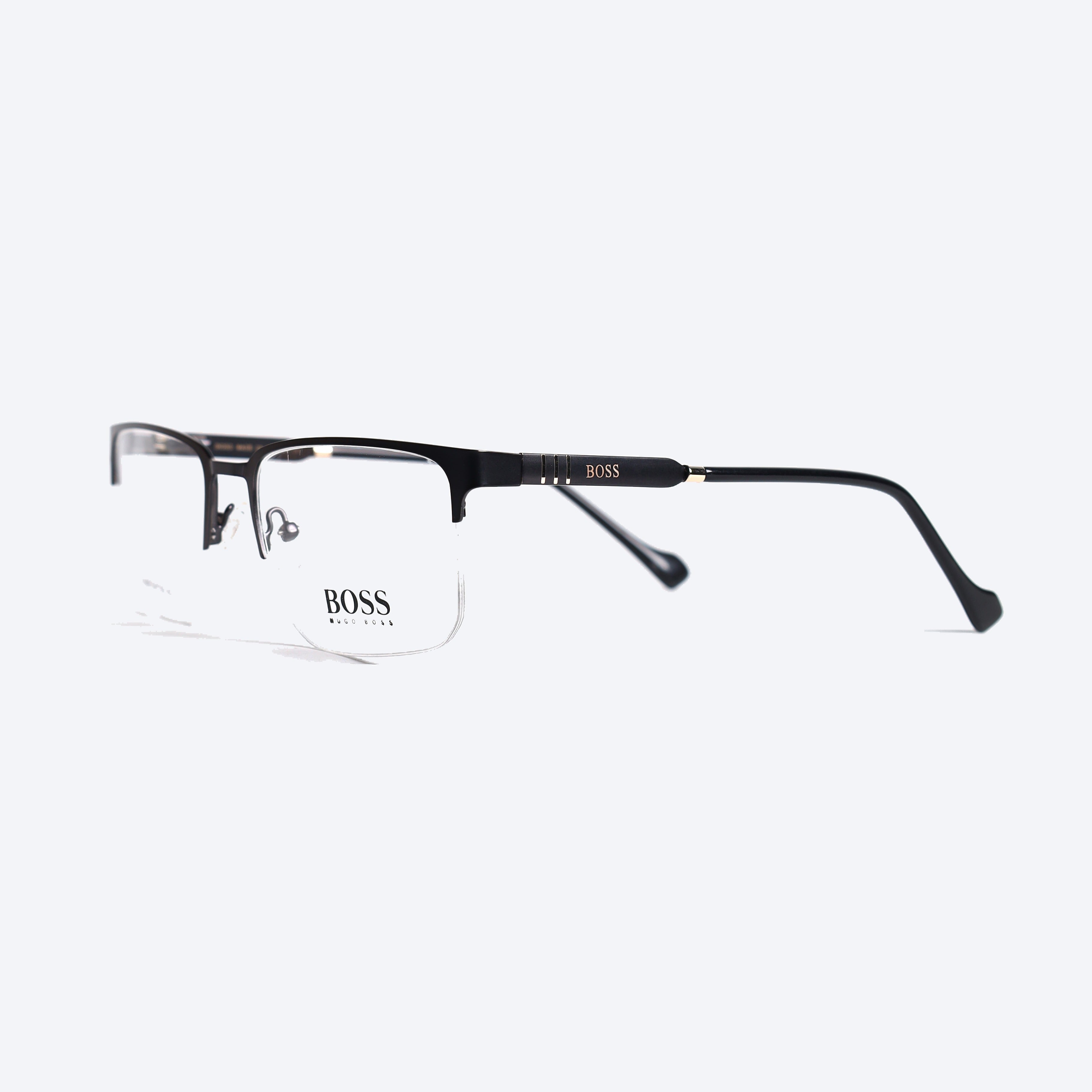 Hugo Boss 252805 Rectangle Eye Glasses for Unisex - Black Matte