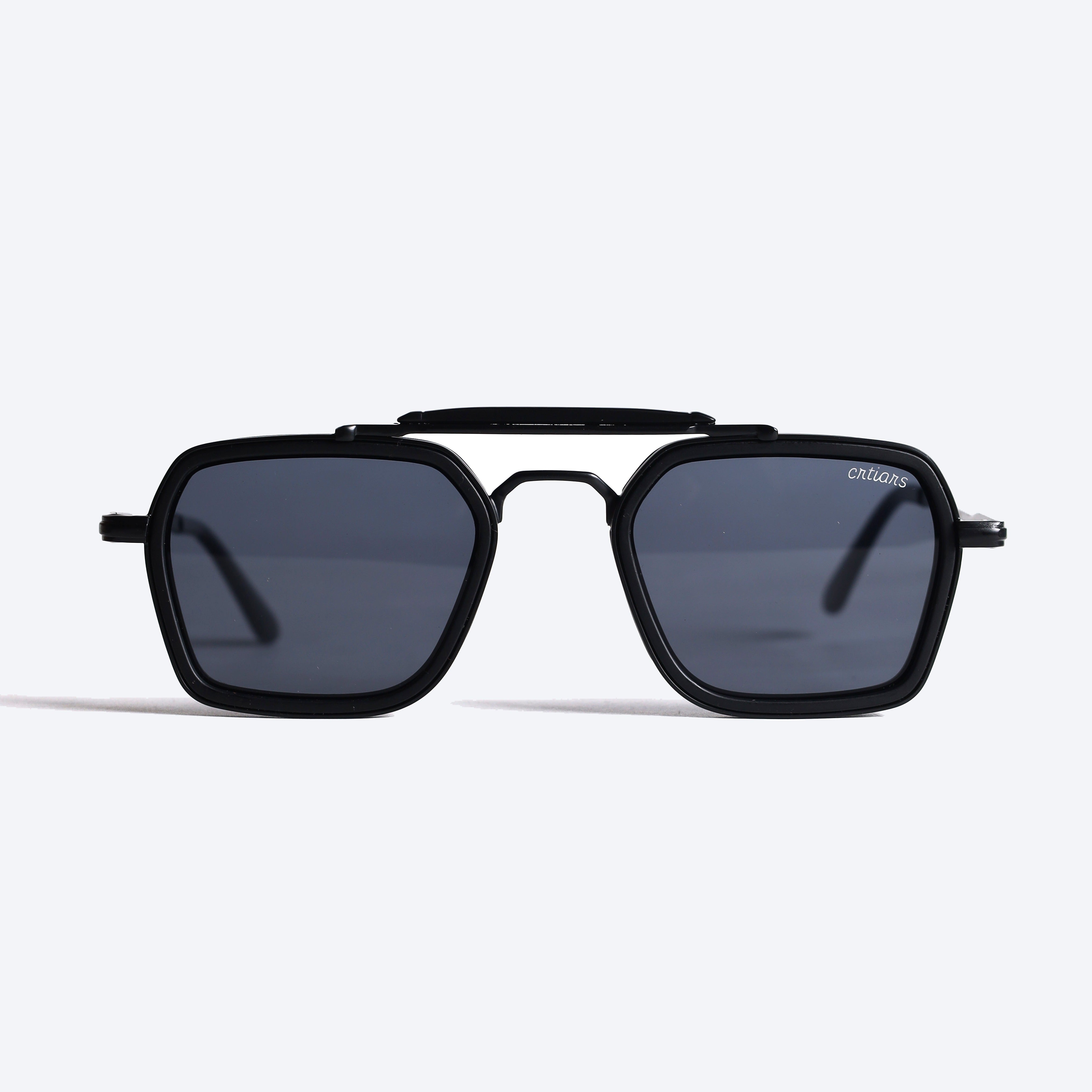 Crtiars PY-98426 Geometric aviator Sun Glasses for Gents - Black Matte