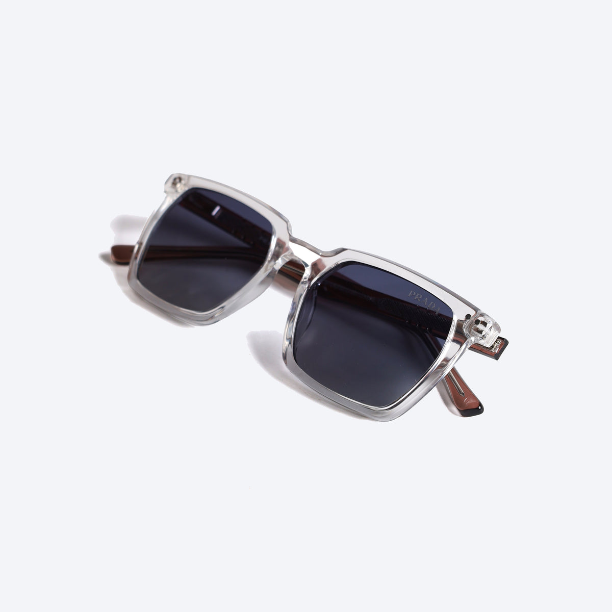 Prada 6504 Square Sun Glasses for Unisex - Transparent