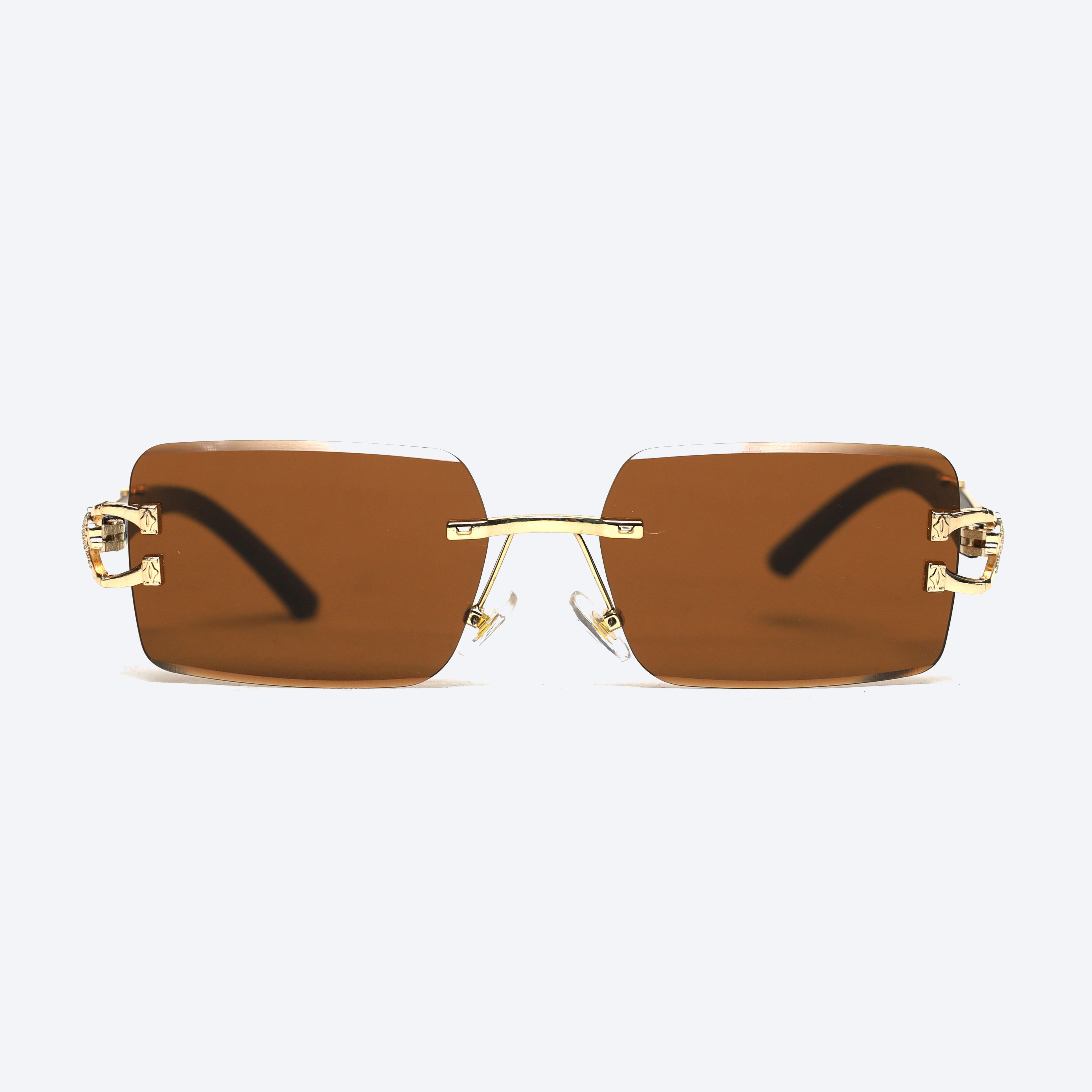 Geomatric Rimless Brown Sunglasses Generic-1 Rectangle Eyeglasses