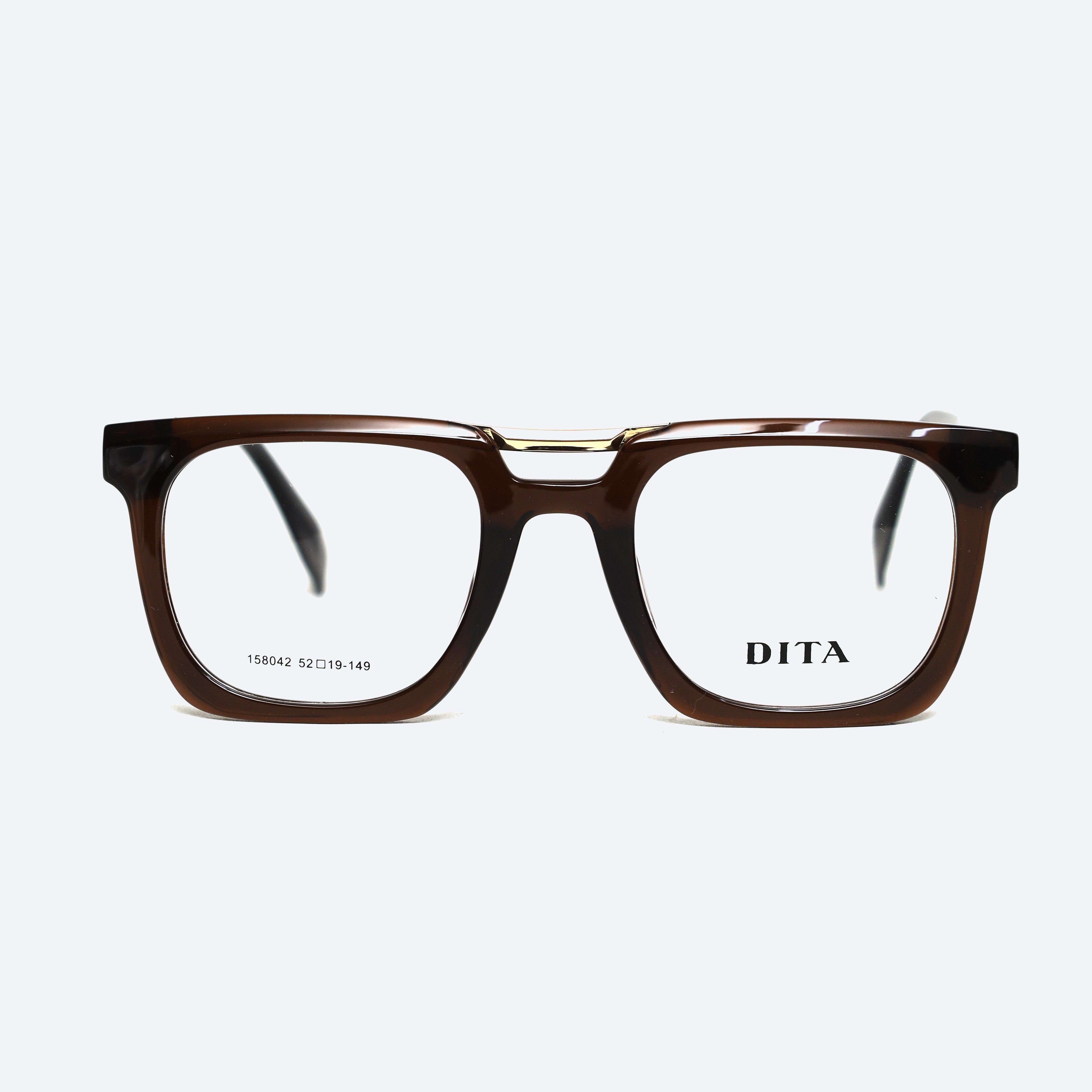 DITA 158042 Geometric Square Eyeglasses - Brown