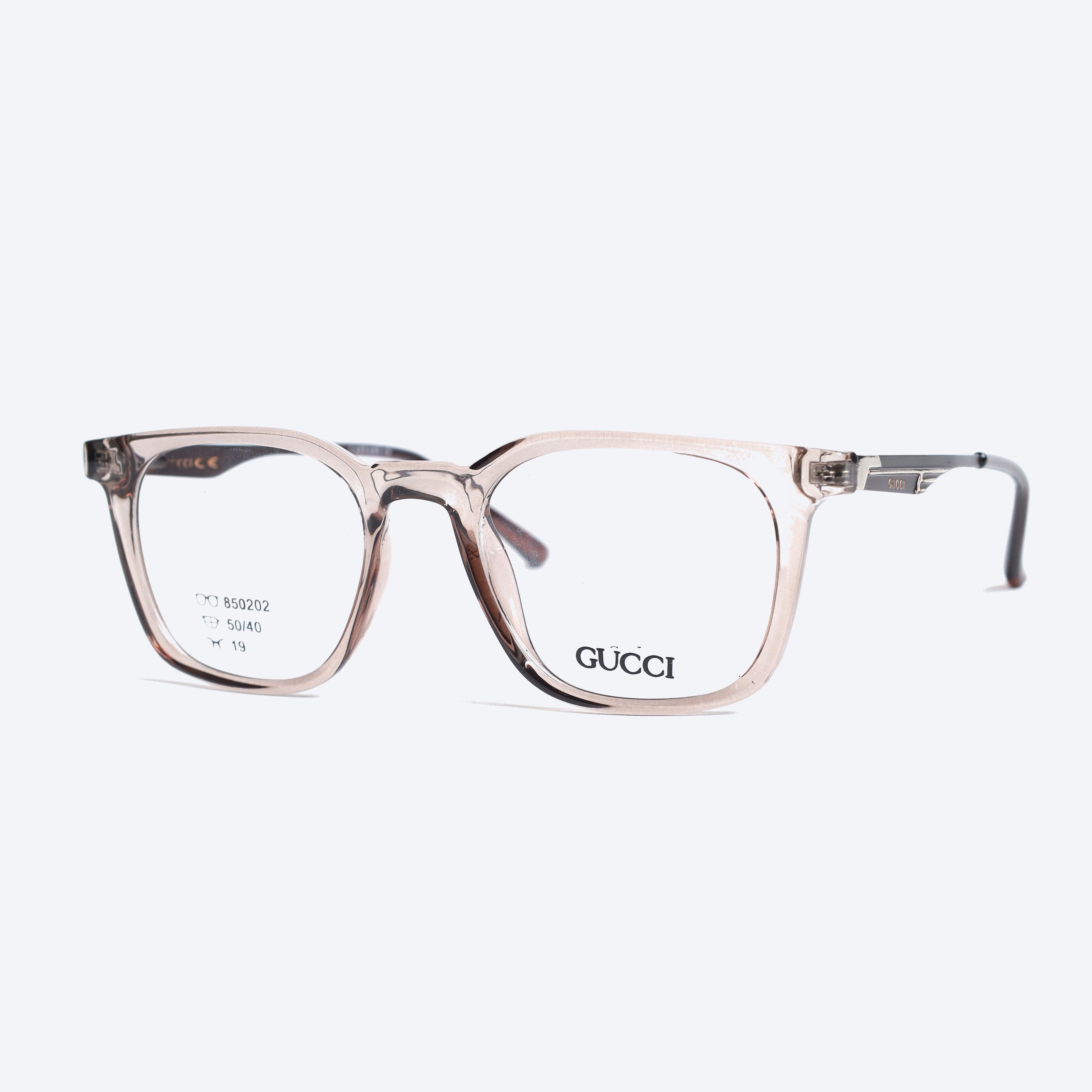 Gucci 850202 Geometric Eyeglasses - Transparent Brown