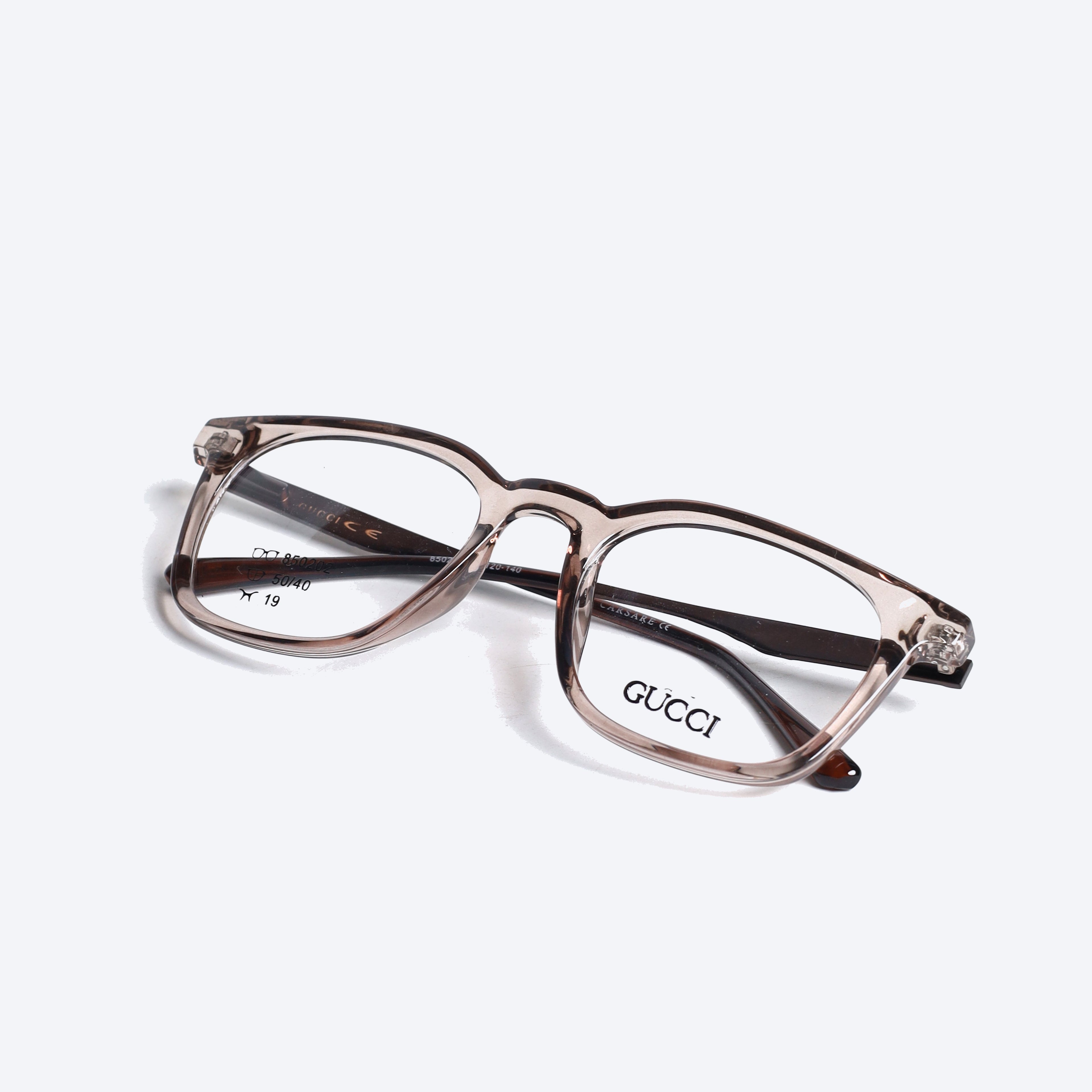 Gucci 850202 Geometric Eyeglasses - Transparent Brown