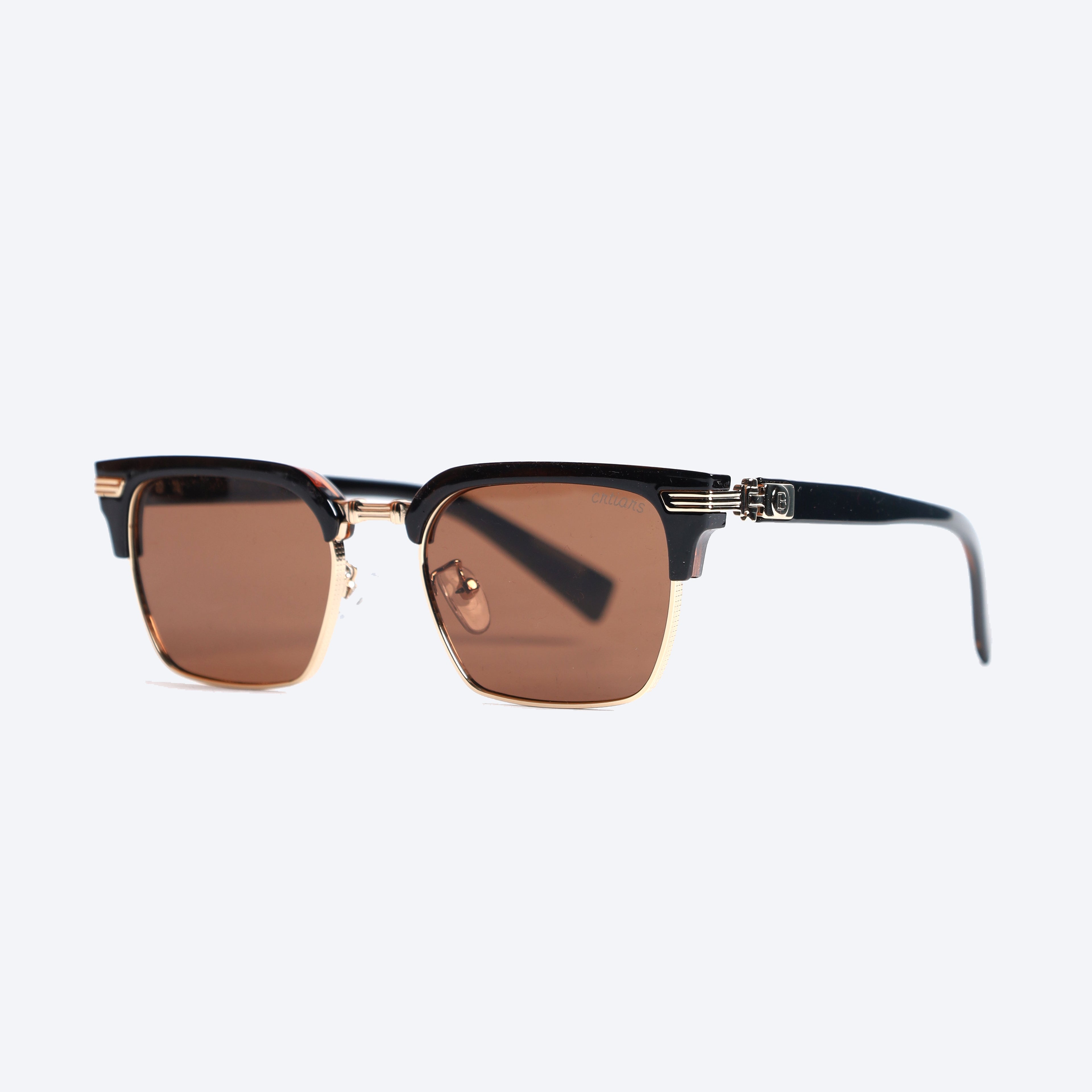 Crtiars ZS998123 Wayfarer Power Sun Glasses for Gents - Brown Golden