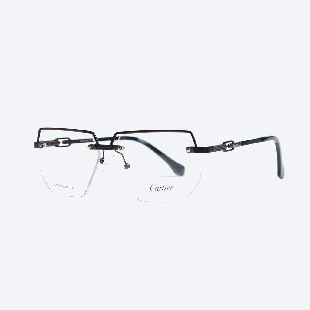 Cartier 253009 Geometric aviator Eye Glasses for Gents - Black