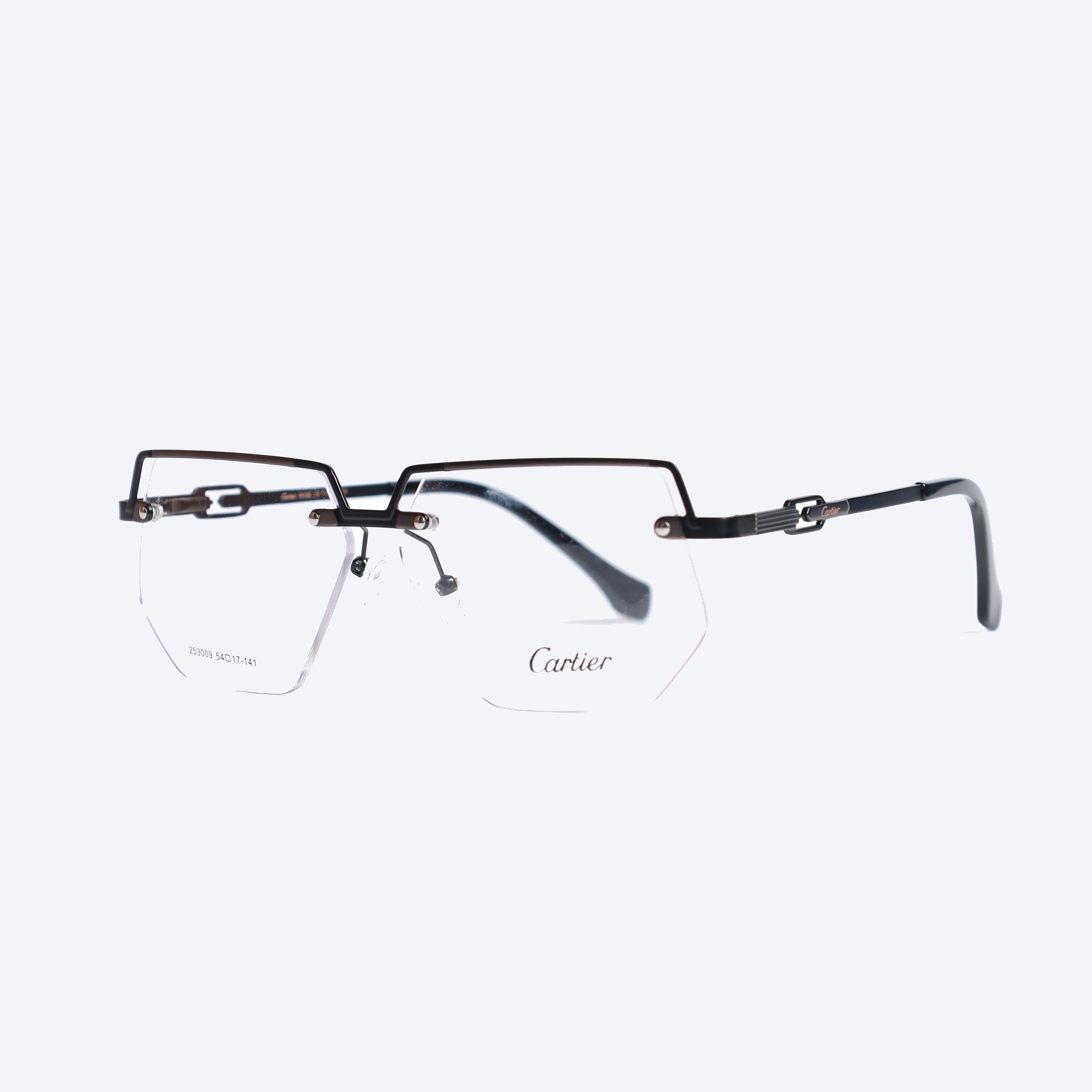 Cartier 253009 Geometric aviator Eye Glasses for Gents - Black