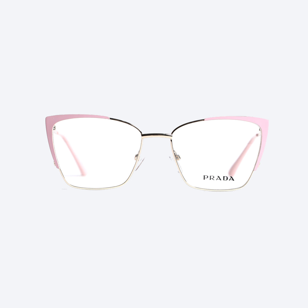 Prada MM585 Geometric Cat eye Eye Glasses for Ladies Fancy - Golden Pink