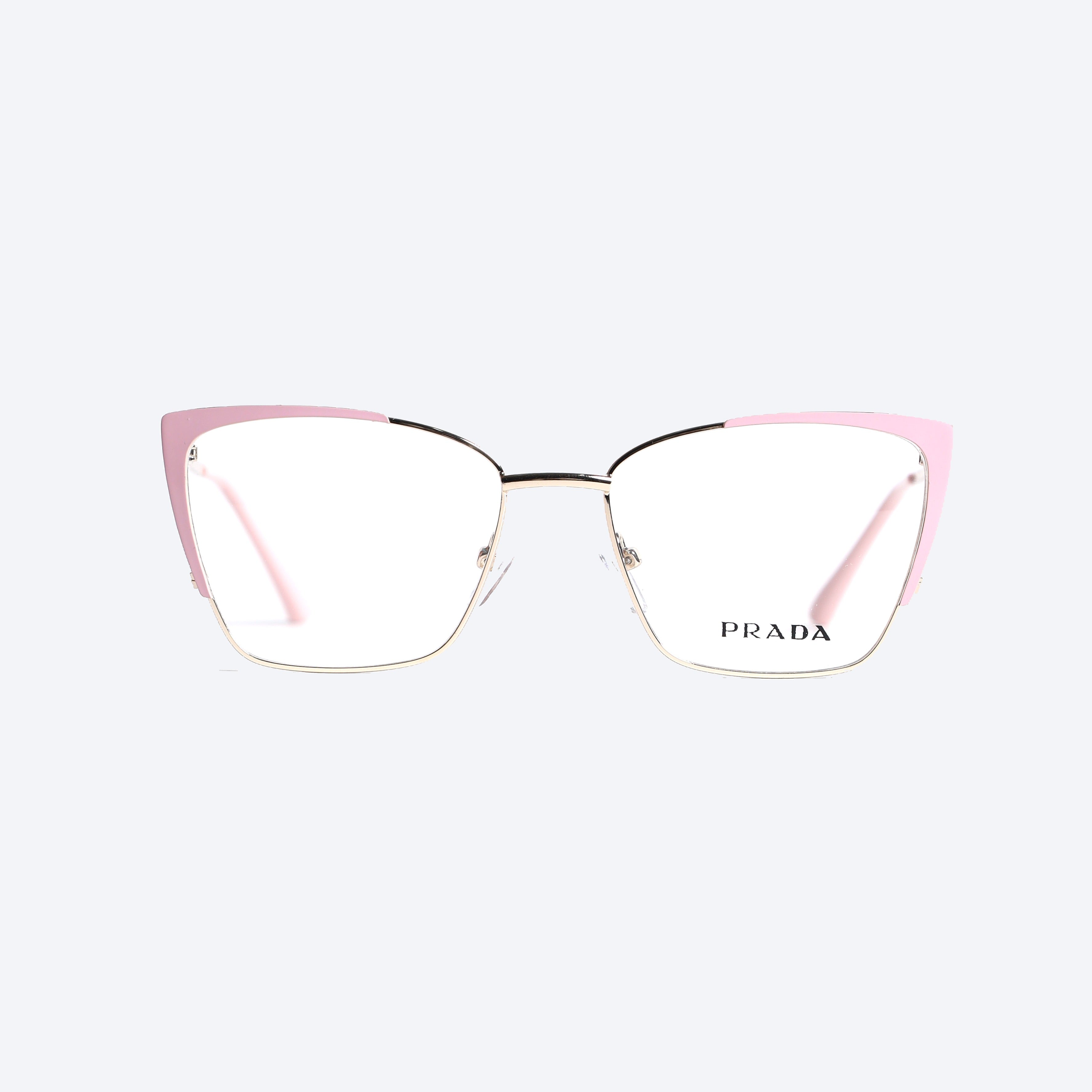 Prada MM585 Geometric Cat eye Eye Glasses for Ladies Fancy - Golden Pink