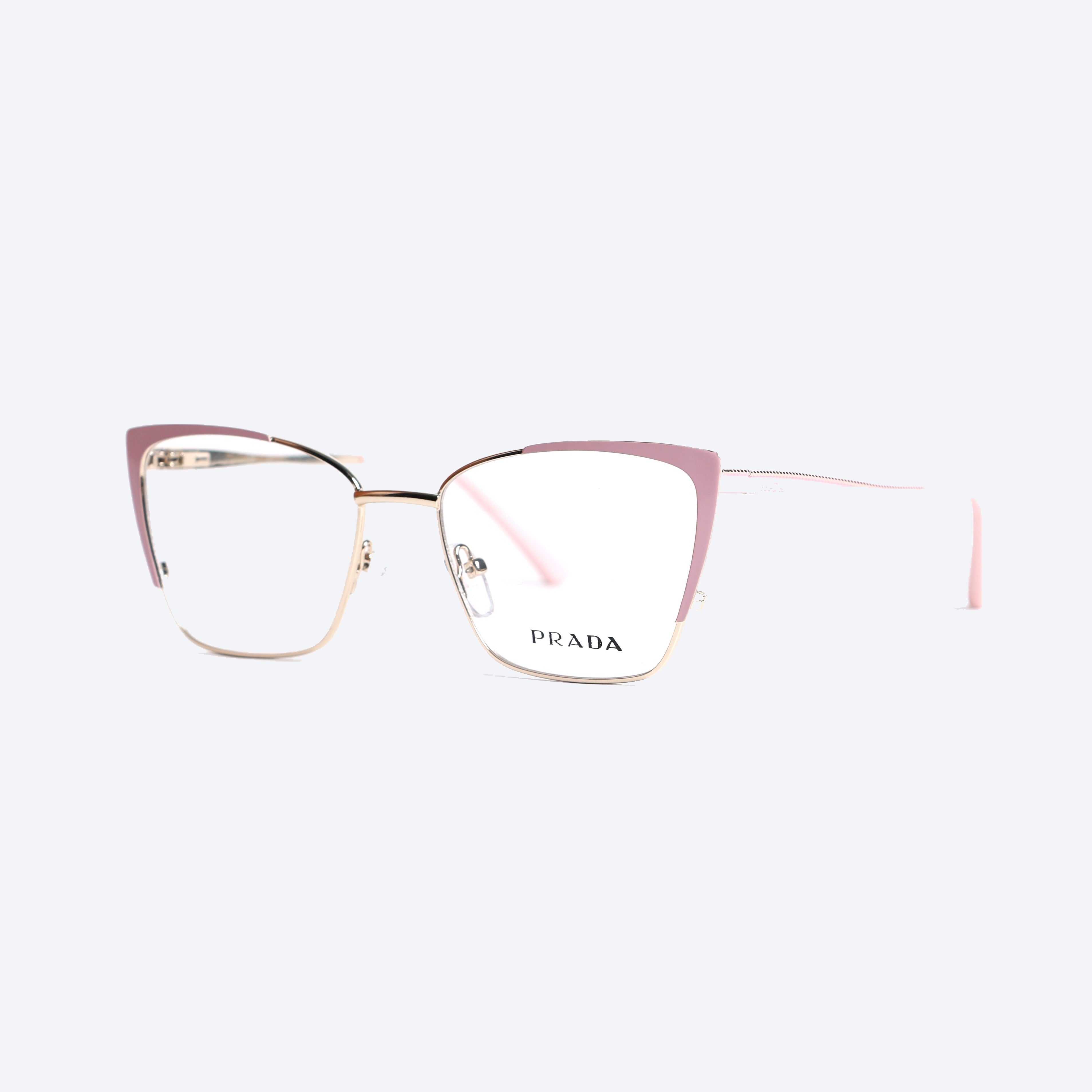 Prada MM585 Geometric Cat eye Eye Glasses for Ladies Fancy - Golden Pink