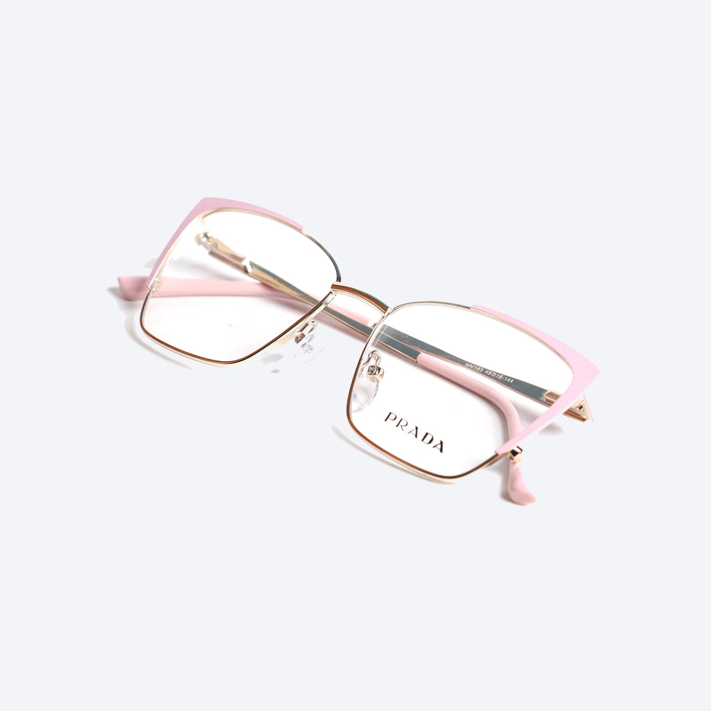 Prada MM585 Geometric Cat eye Eye Glasses for Ladies Fancy - Golden Pink