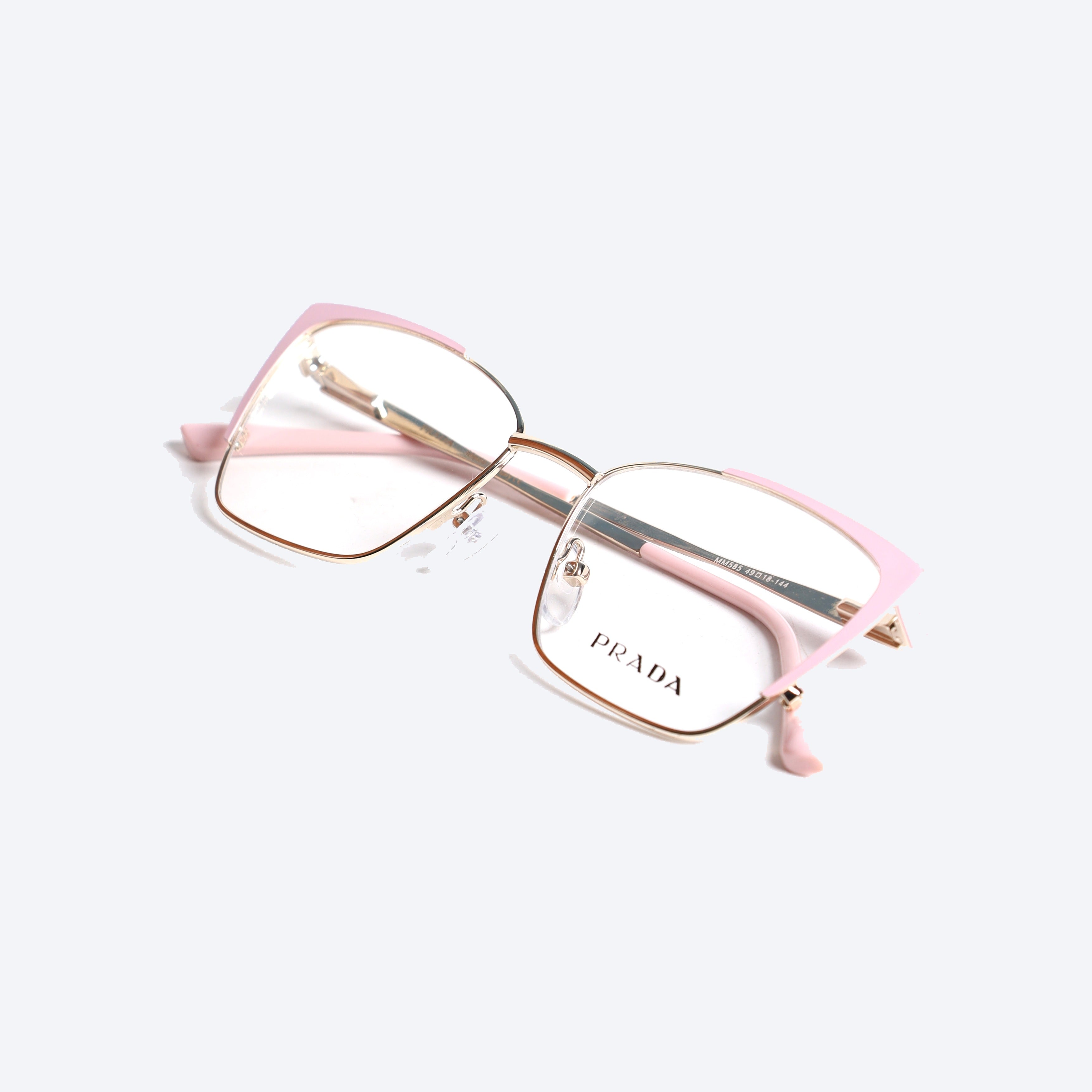 Prada MM585 Geometric Cat eye Eye Glasses for Ladies Fancy - Golden Pink