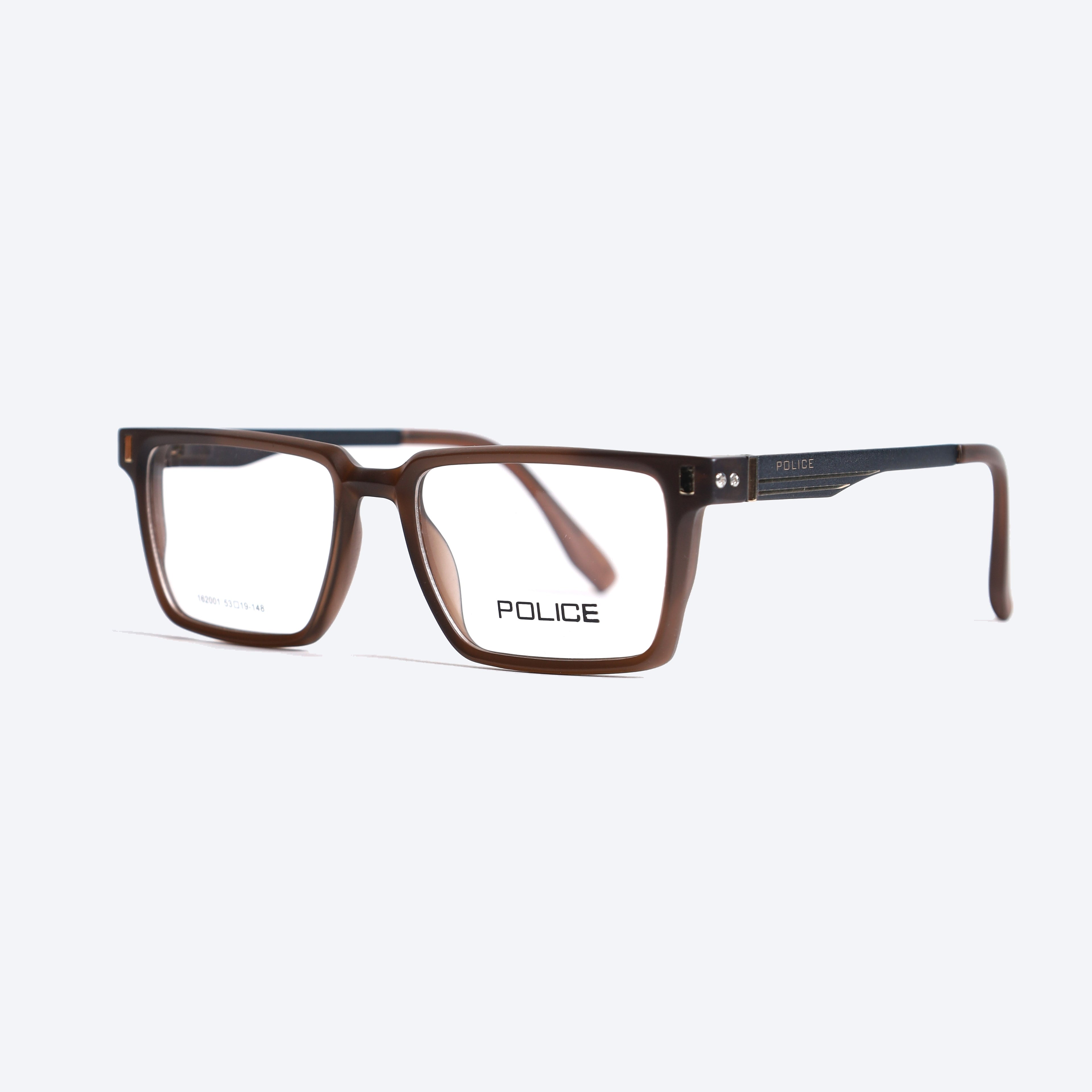 Police 162001 Rectangle Eye Glasses for Gents - Brown