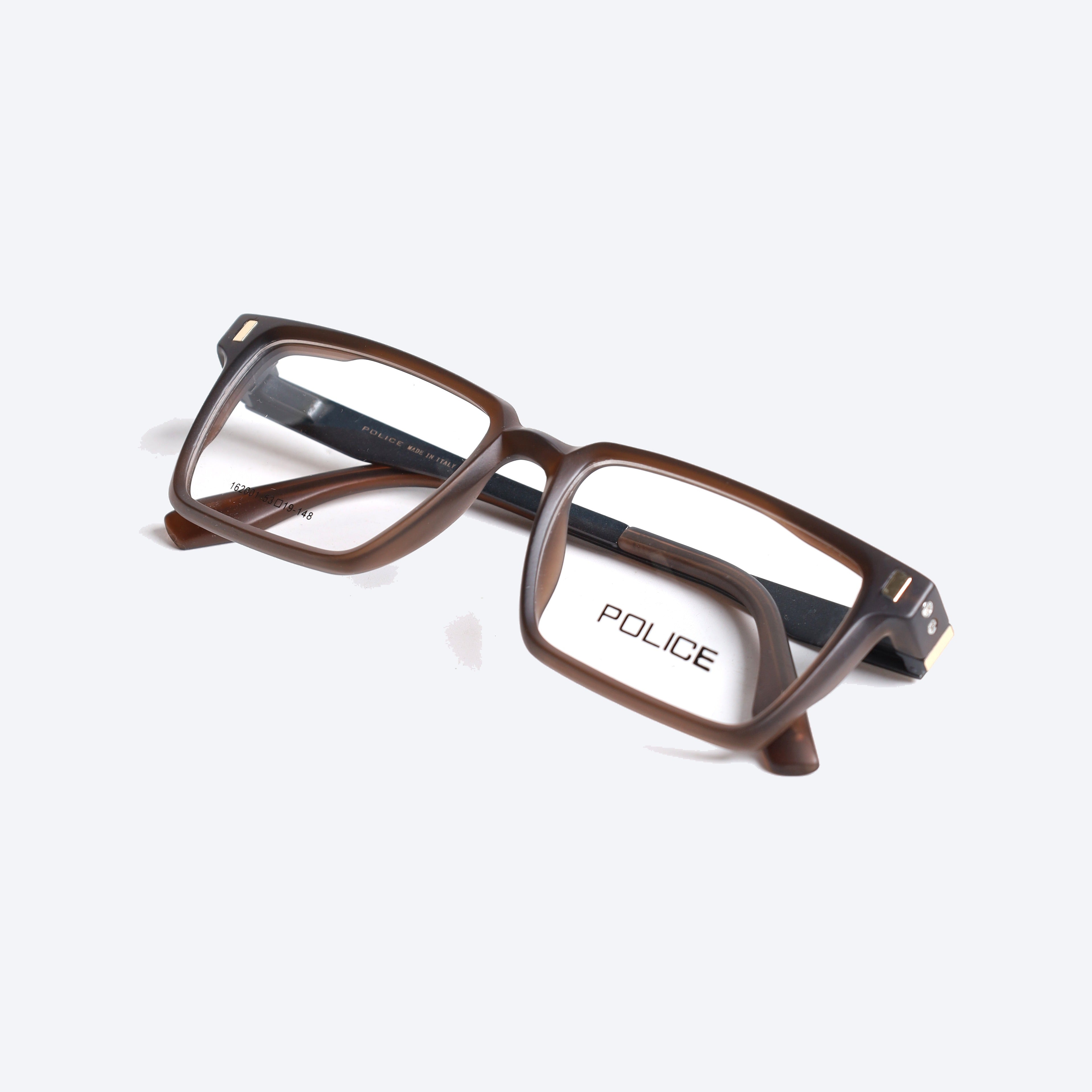 Police 162001 Rectangle Eye Glasses for Gents - Brown