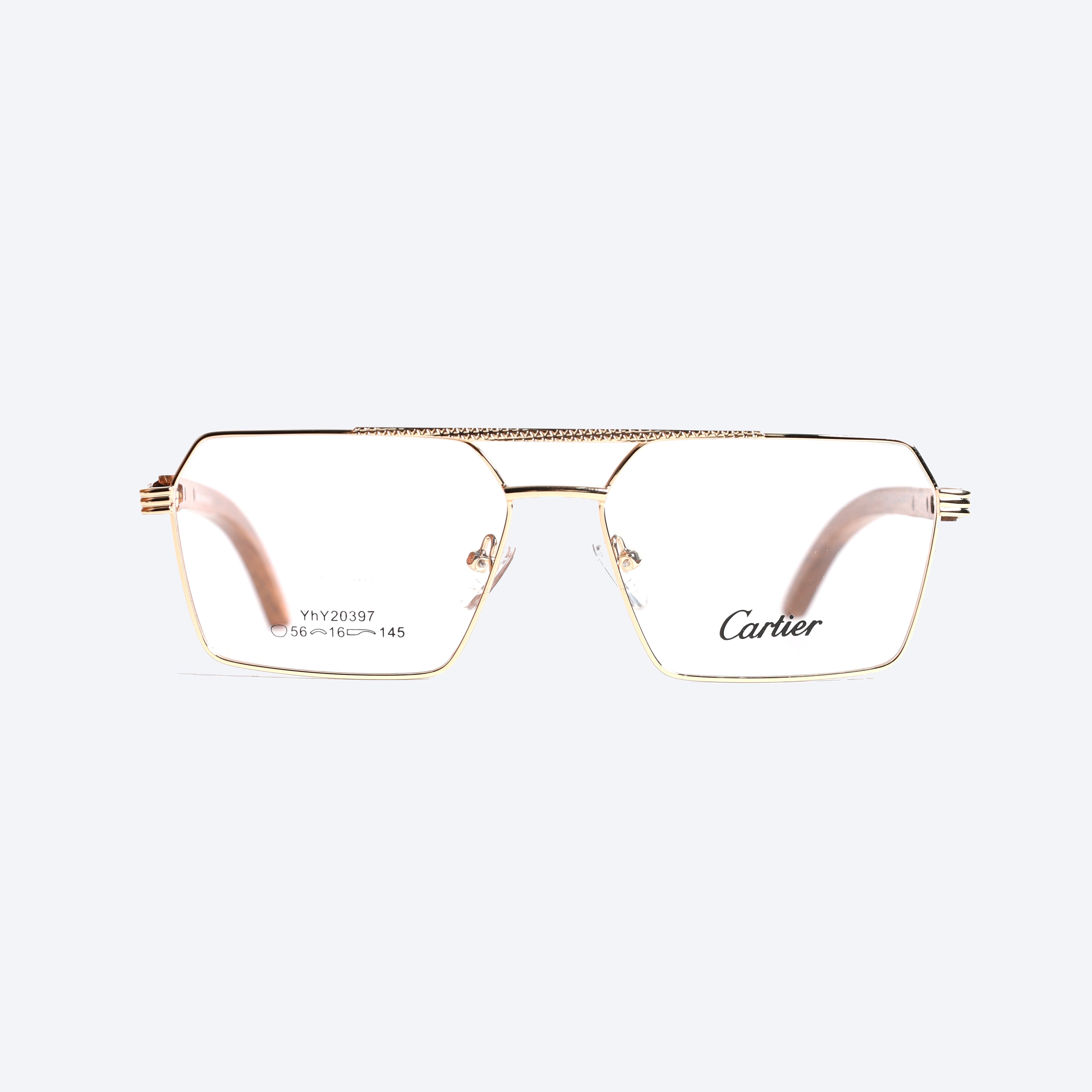 Cartier yhy20397 Aviator Eye Glasses for Gents - Gold
