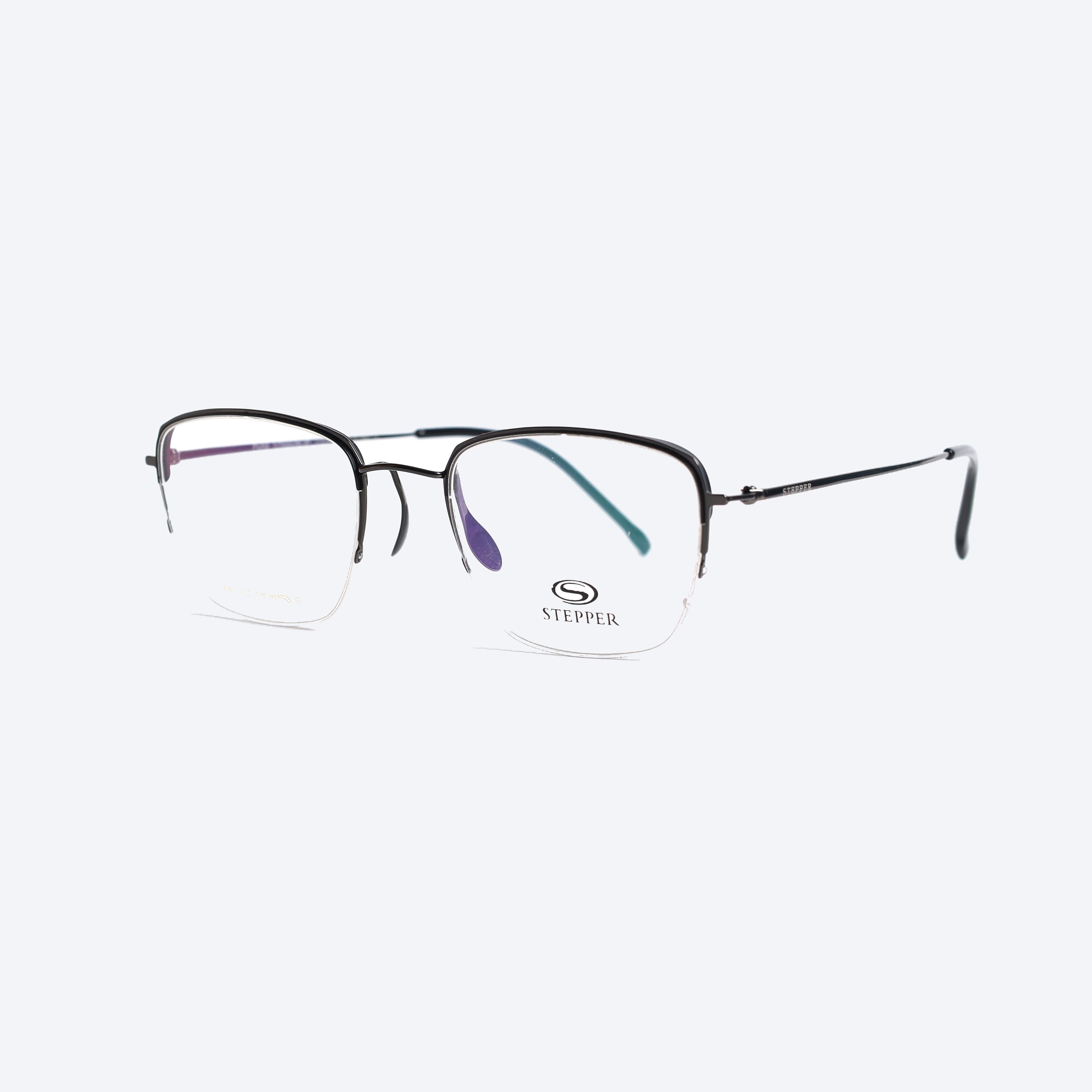 Stepper Pure Titanium 38385 Aviator Eye Glasses for Unisex - Black