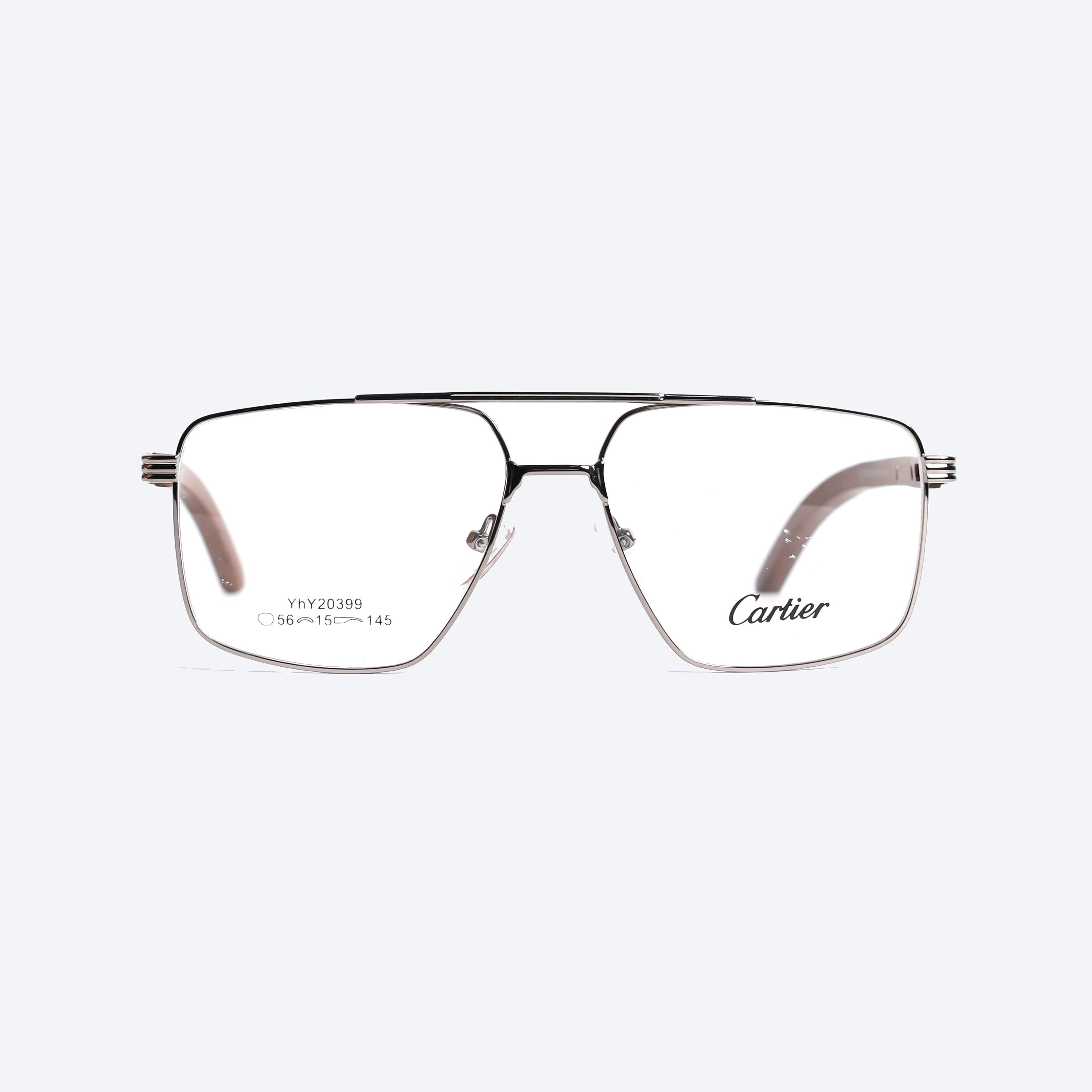 Cartier YhY20399 Aviator Eye Glasses for Gents - Silver