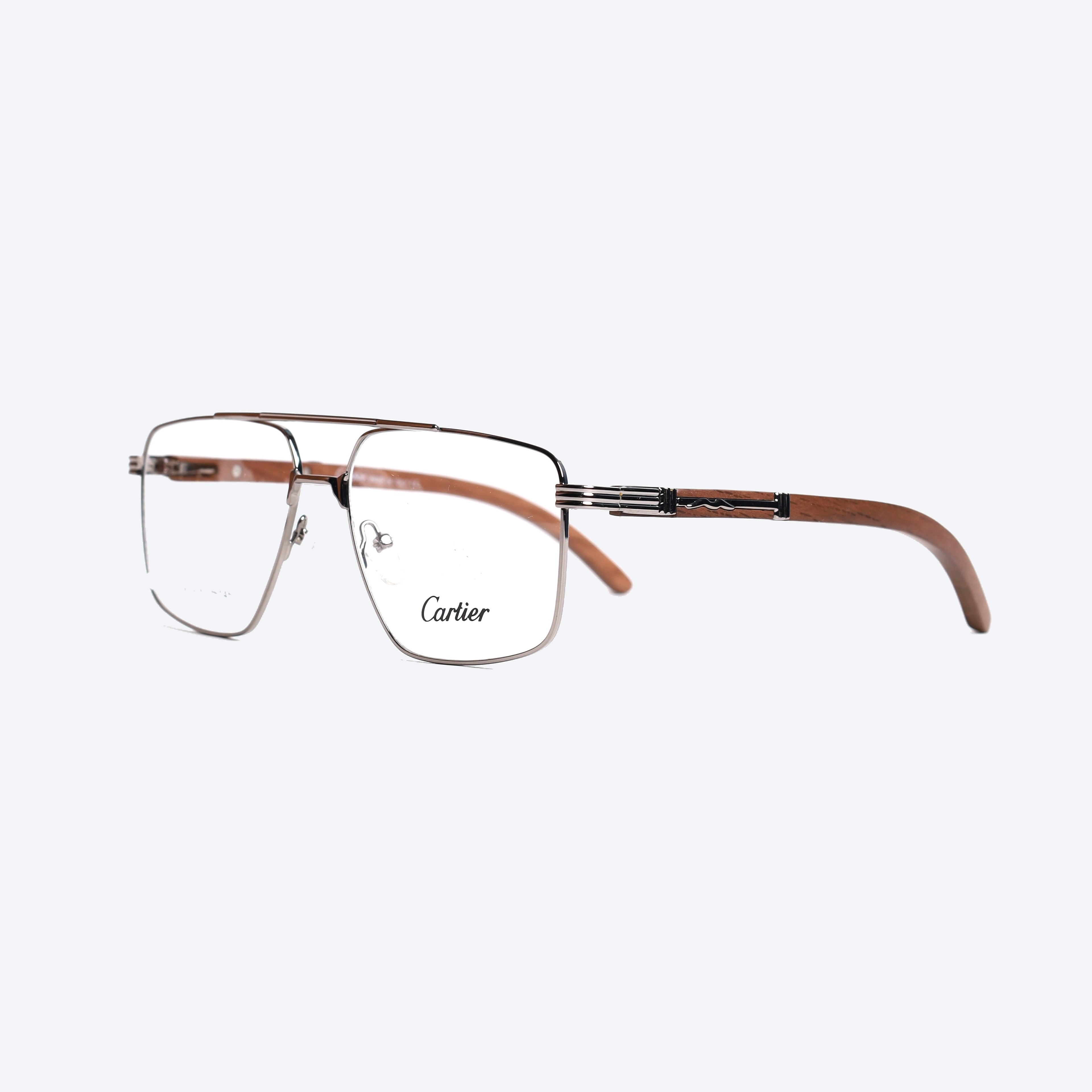 Cartier YhY20399 Aviator Eye Glasses for Gents - Silver