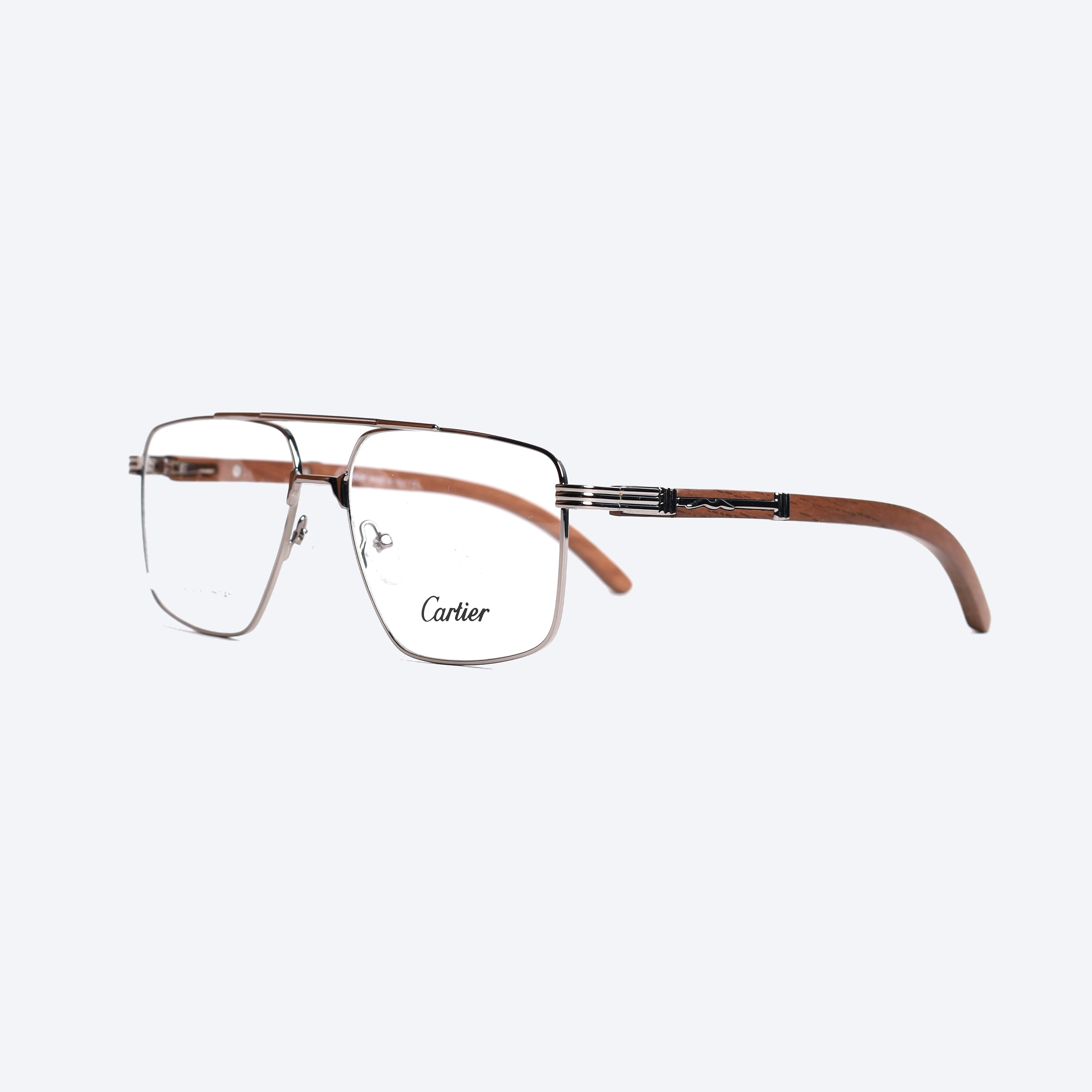 Cartier YhY20399 Aviator Eye Glasses for Gents - Silver