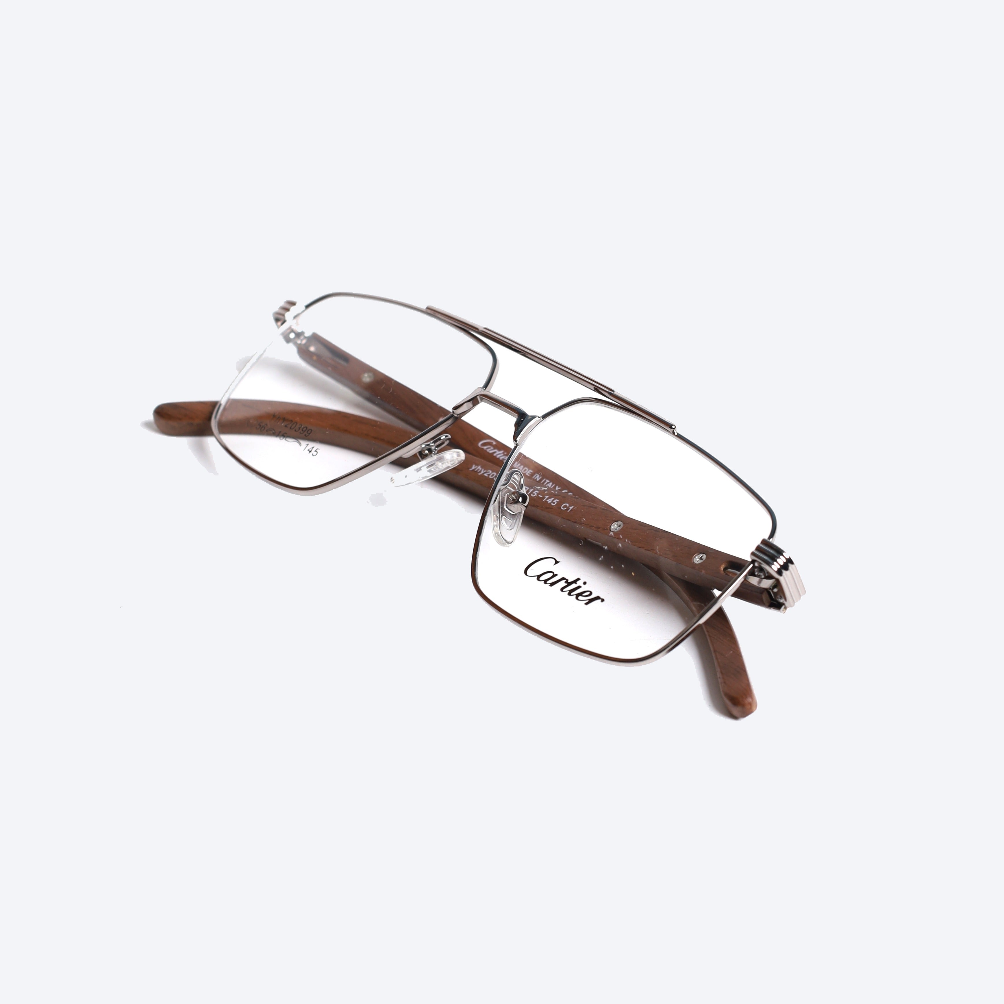 Cartier YhY20399 Aviator Eye Glasses for Gents - Silver