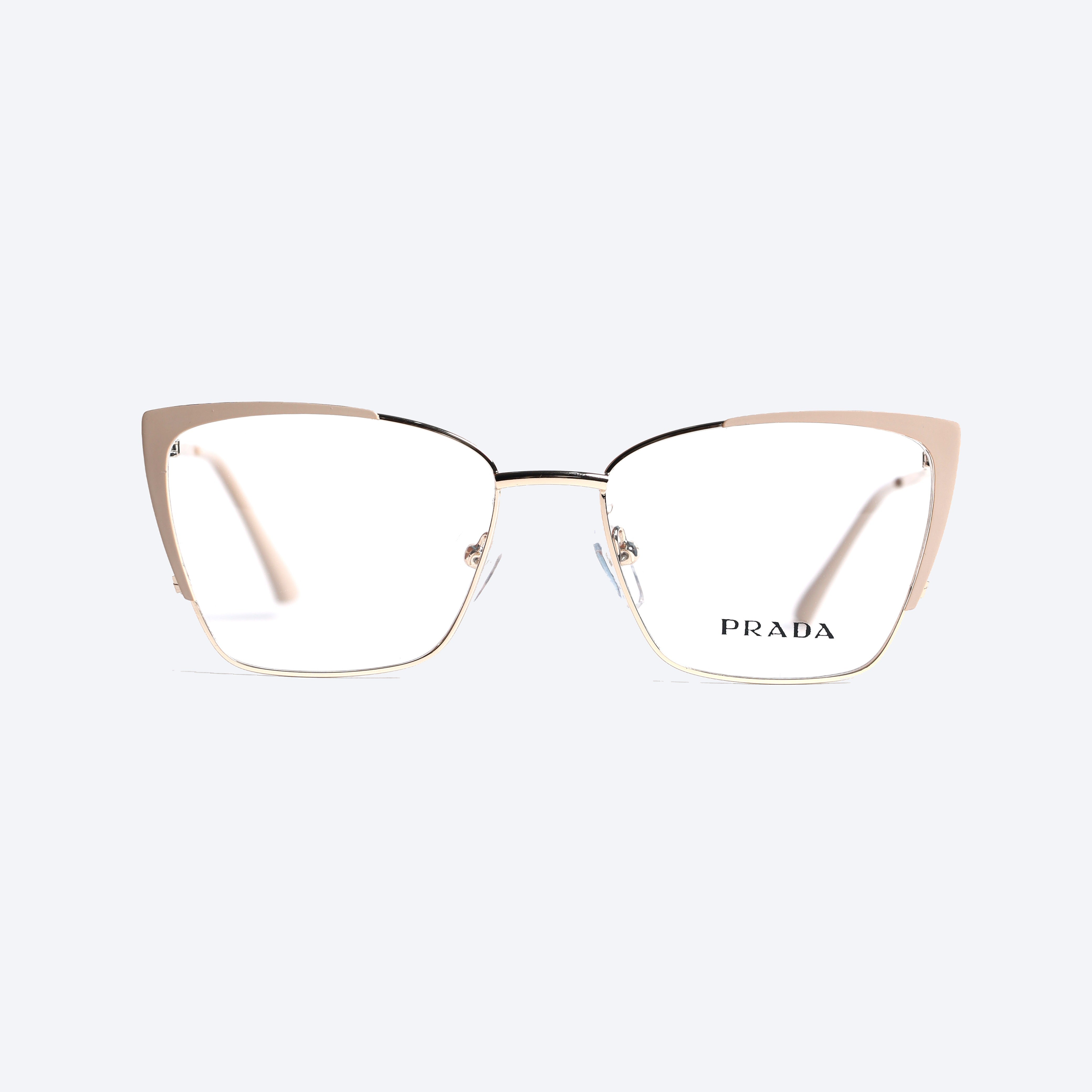 Prada MM585 Geometric Cat eye Eye Glasses for Ladies Fancy - Beige/Gold