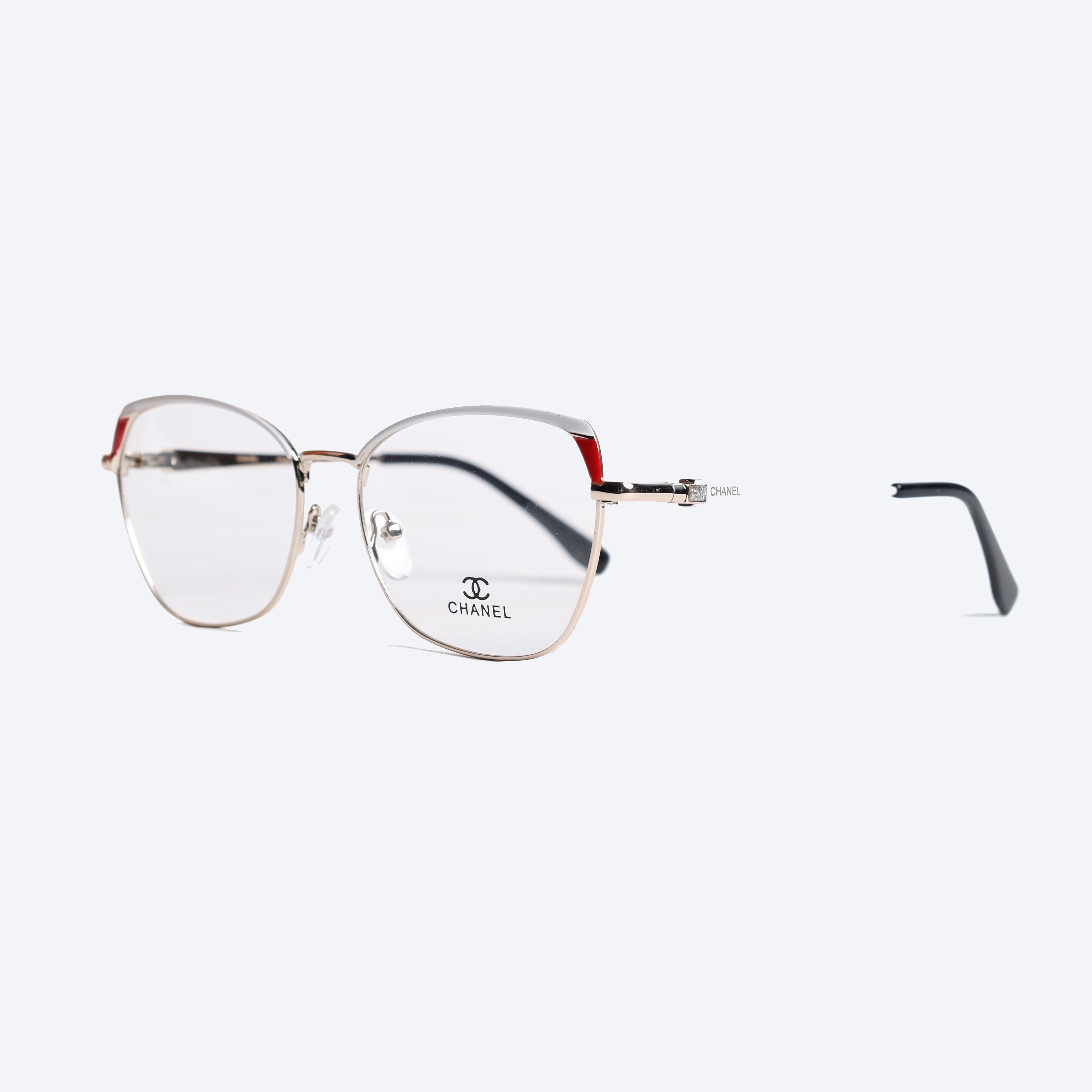 Chanel 98029 Geometric Cat eye Eye Glasses for Ladies - White/Golden