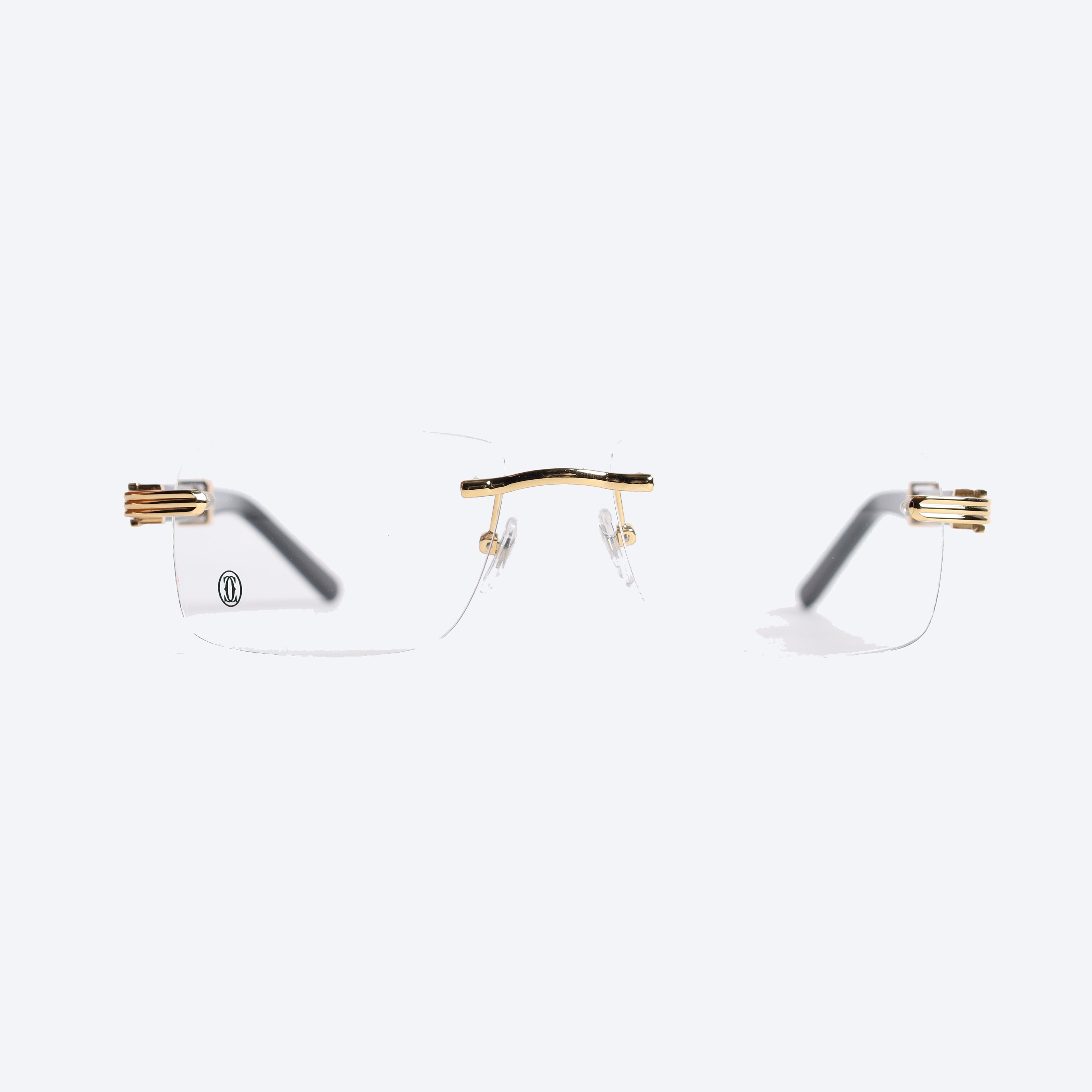 Cartier 3471 Rectangle Eye Glasses for Gents - Black Golden