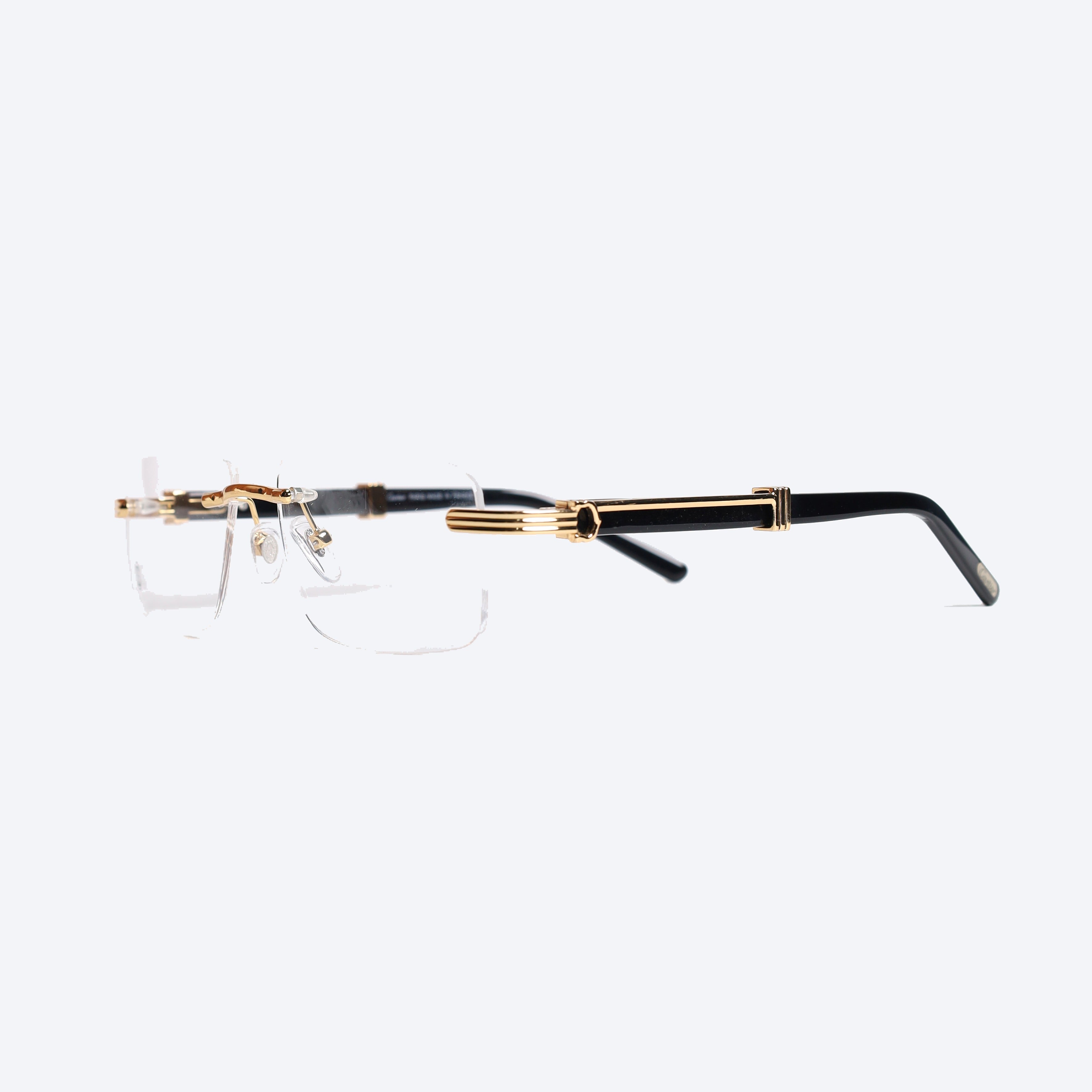 Cartier 3471 Rectangle Eye Glasses for Gents - Black Golden