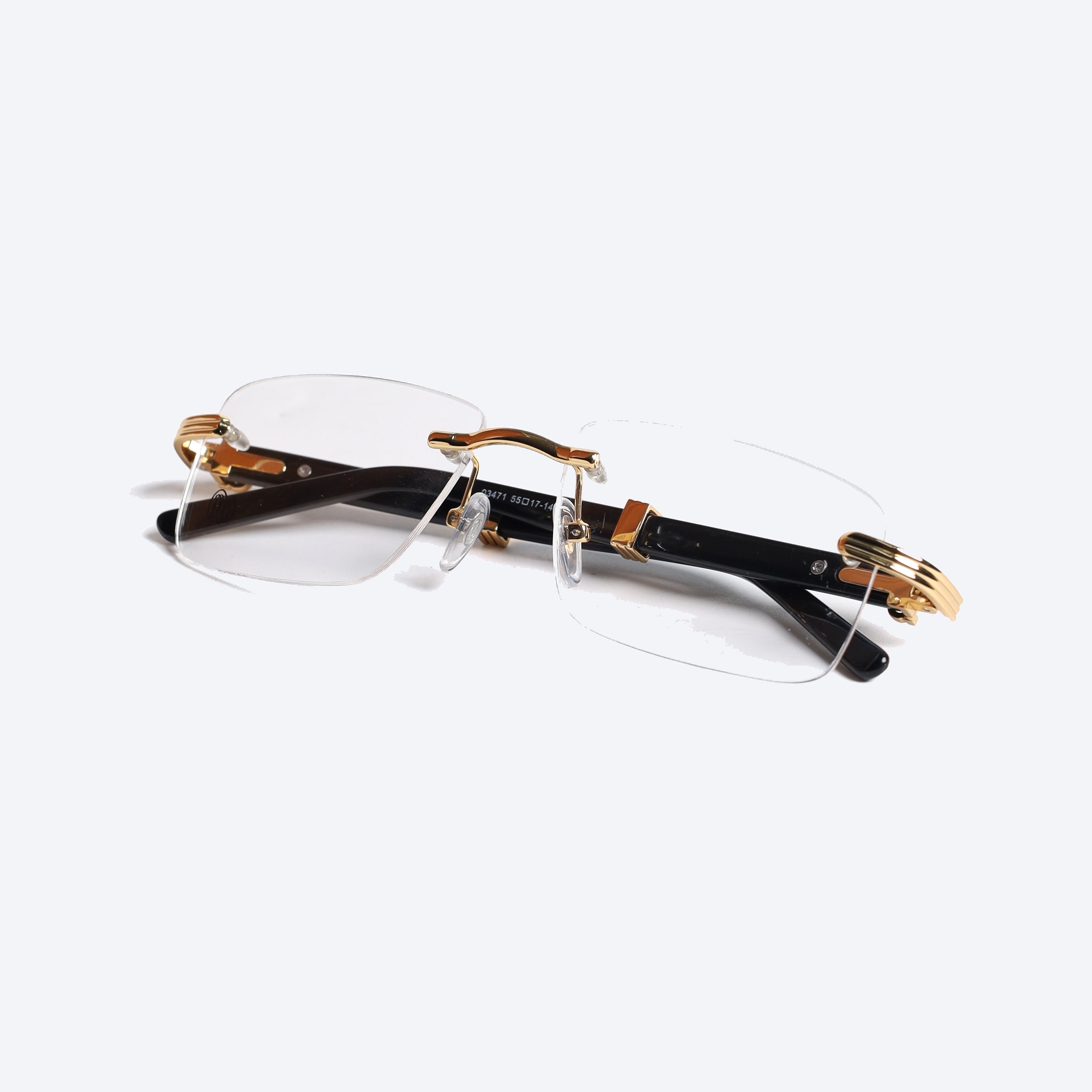 Cartier 3471 Rectangle Eye Glasses for Gents - Black Golden