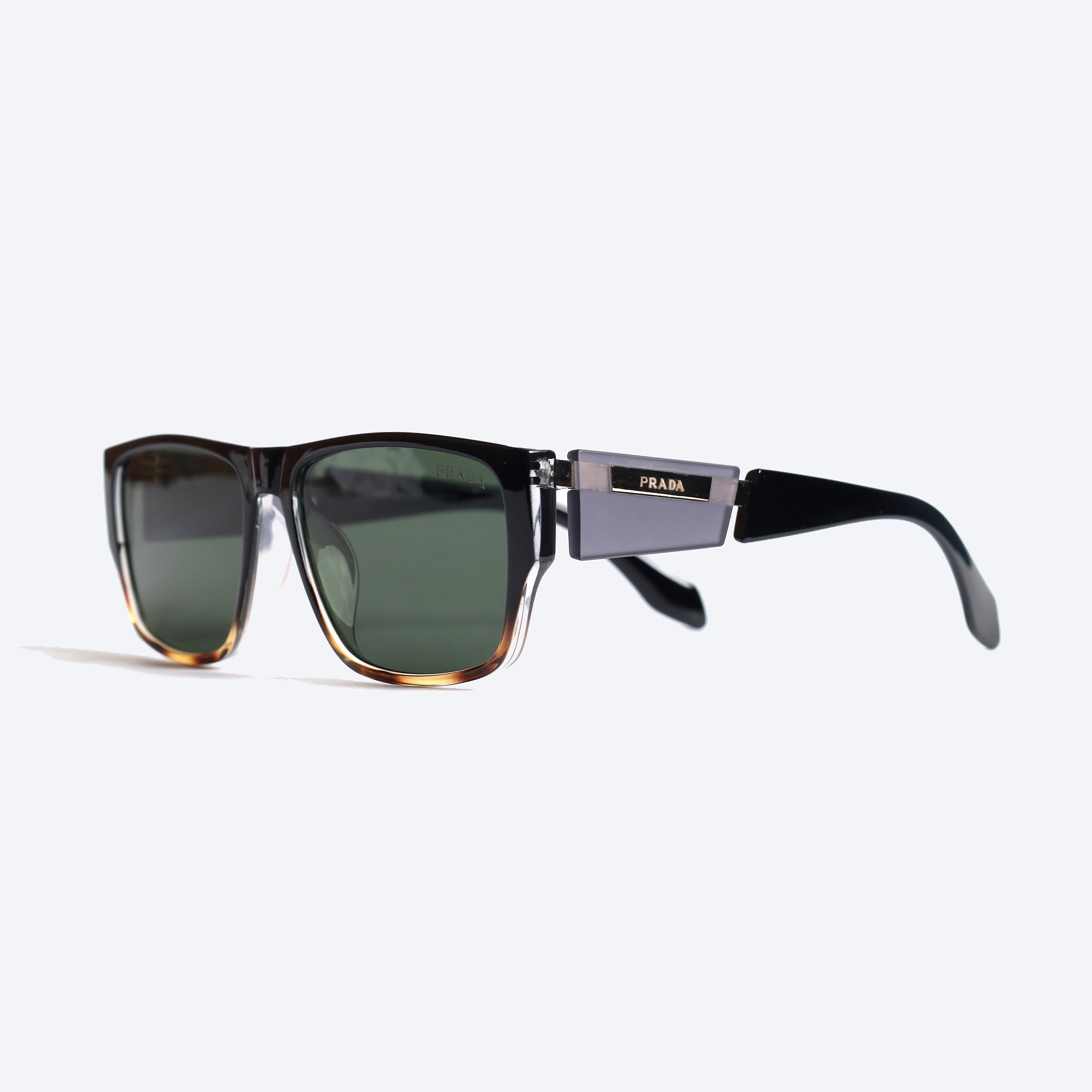 Prada 8866 Geometric Rectangle Sun Glasses for Gents - Brown tortoise