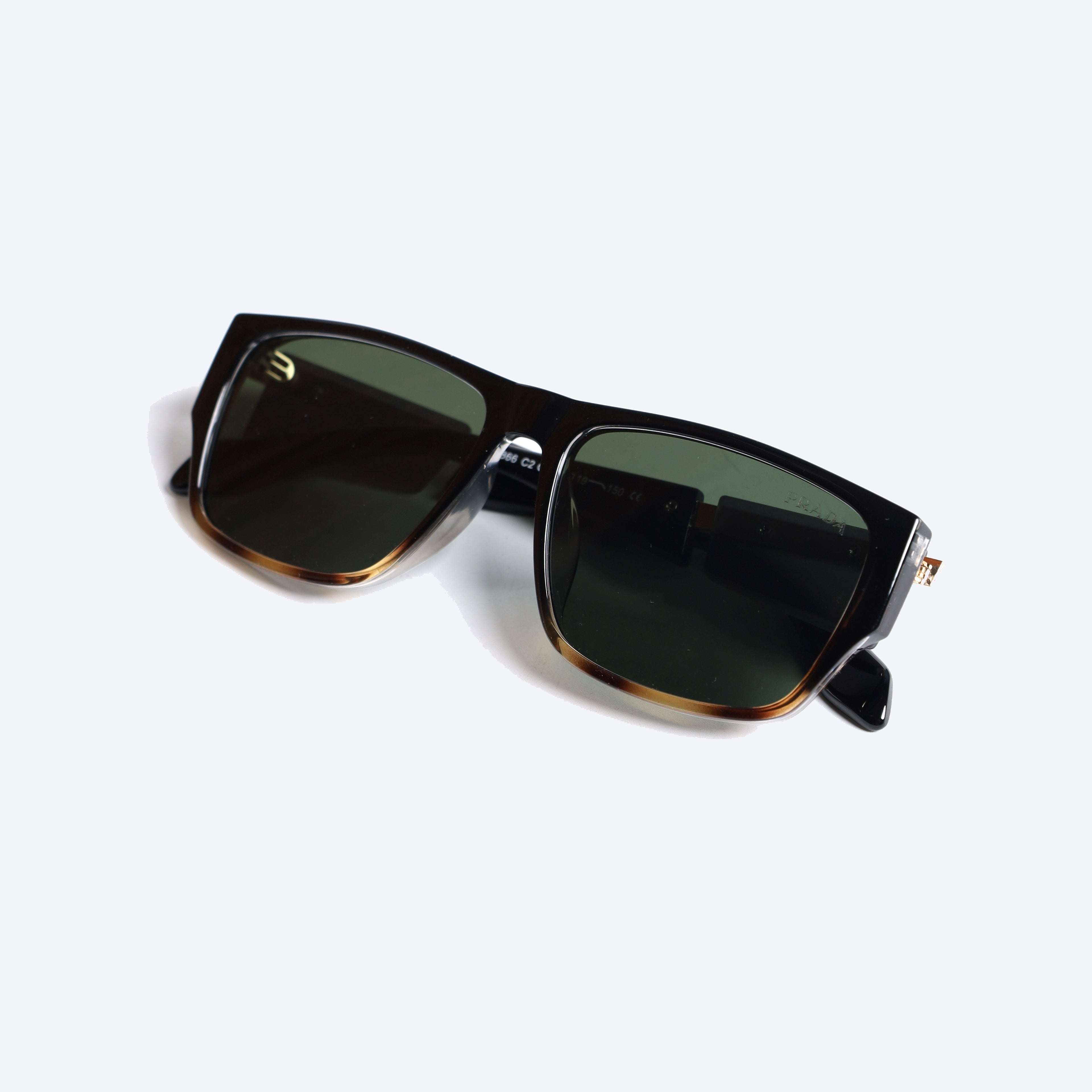 Prada 8866 Geometric Rectangle Sun Glasses for Gents - Brown tortoise