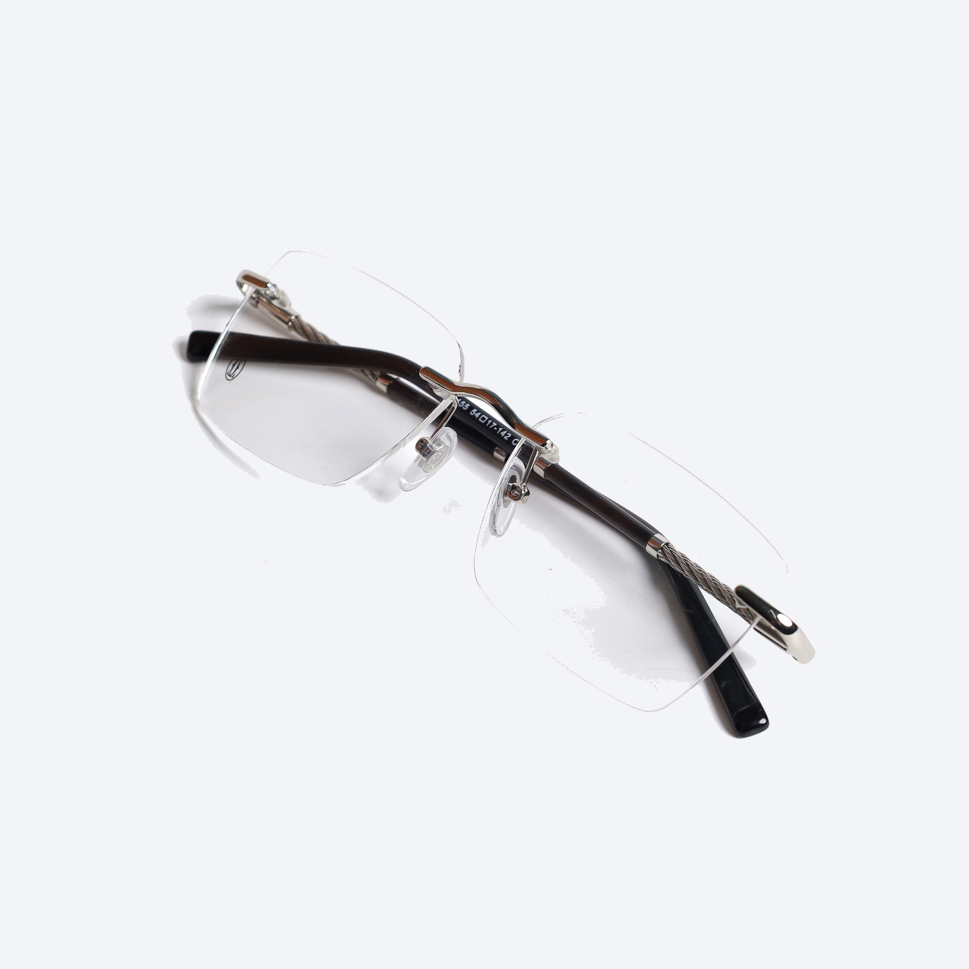 Cartier 3455 Rectangle Eye Glasses for Gents - Silver
