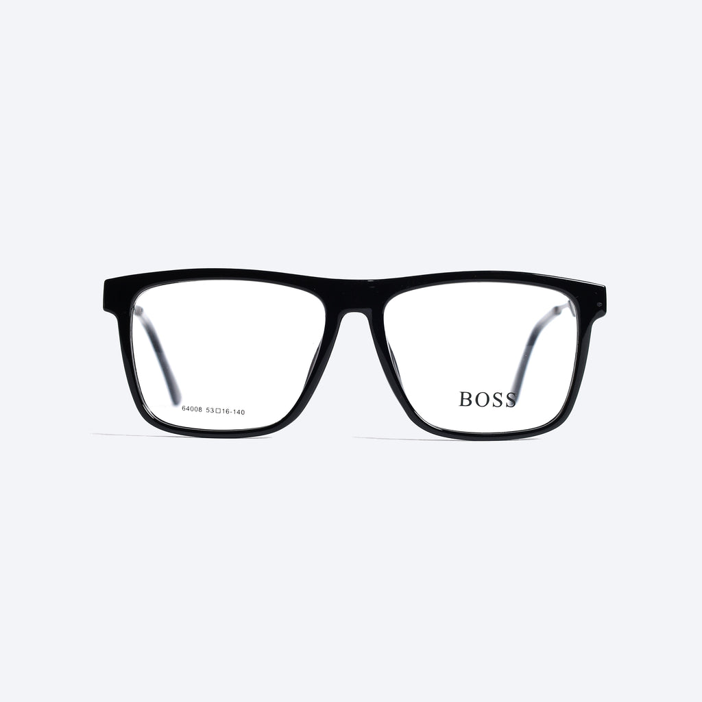 Boss 64008 Geometric Rectangle Eye Glasses for Gents - Black