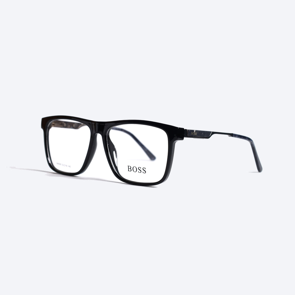 Boss 64008 Geometric Rectangle Eye Glasses for Gents - Black