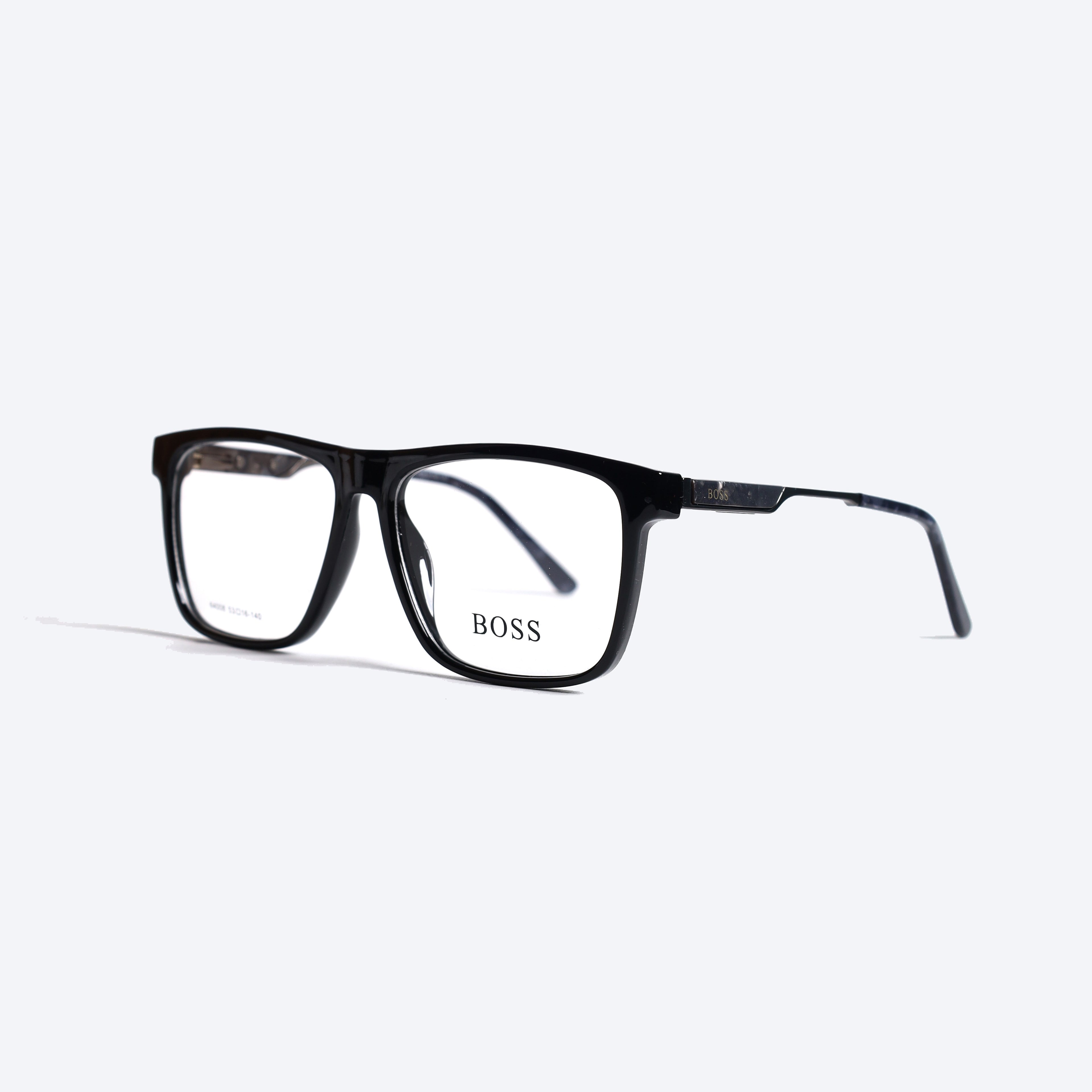 Boss 64008 Geometric Rectangle Eye Glasses for Gents - Black