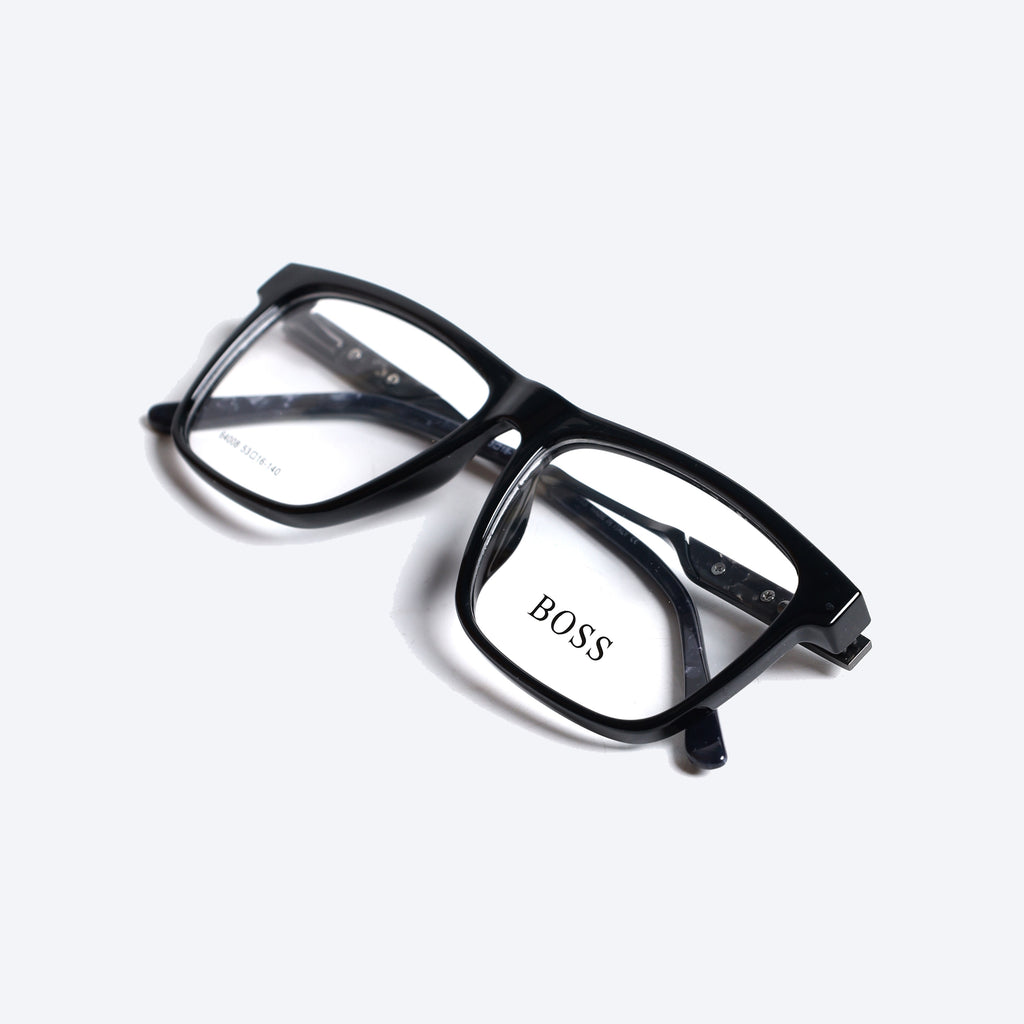 Boss 64008 Geometric Rectangle Eye Glasses for Gents - Black