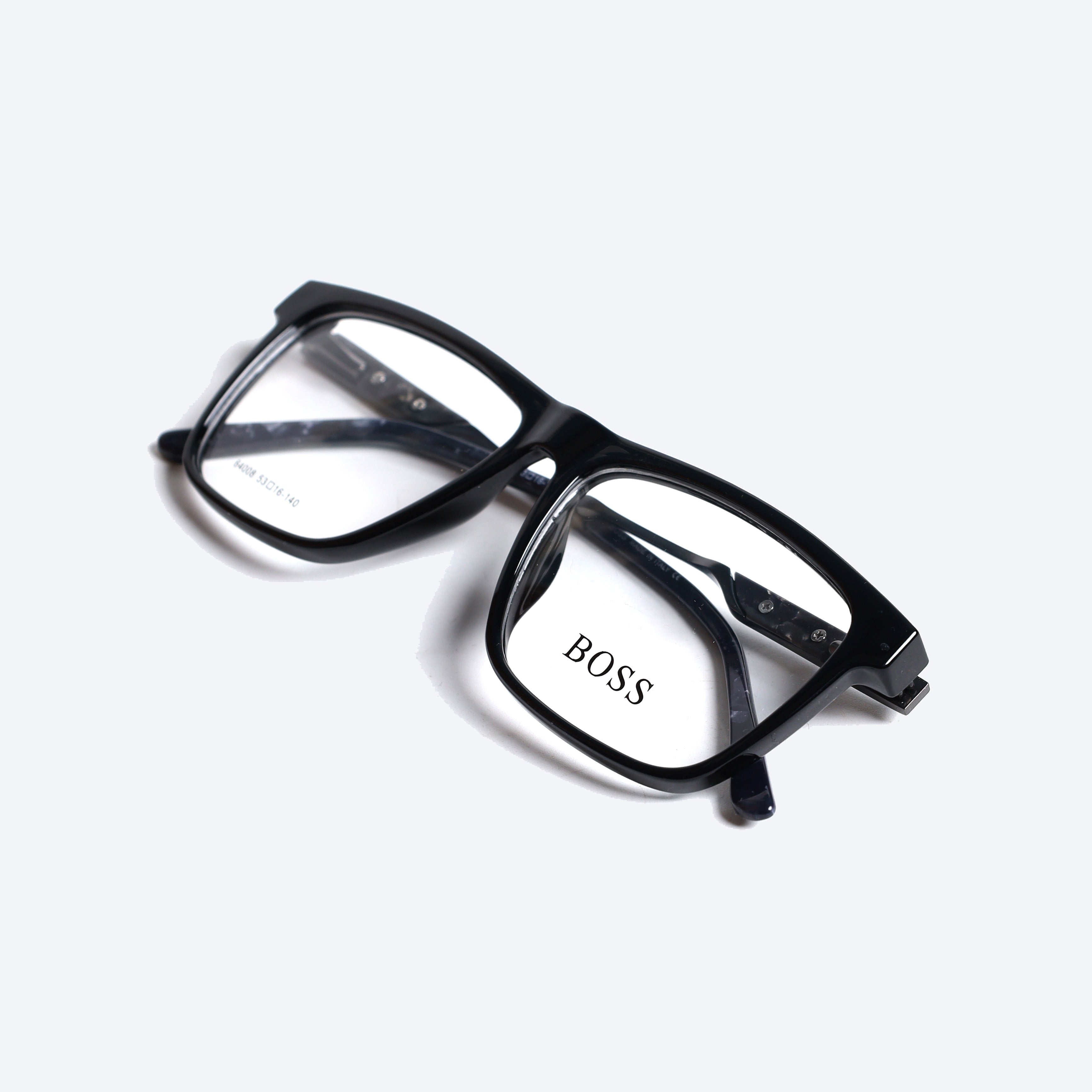 Boss 64008 Geometric Rectangle Eye Glasses for Gents - Black