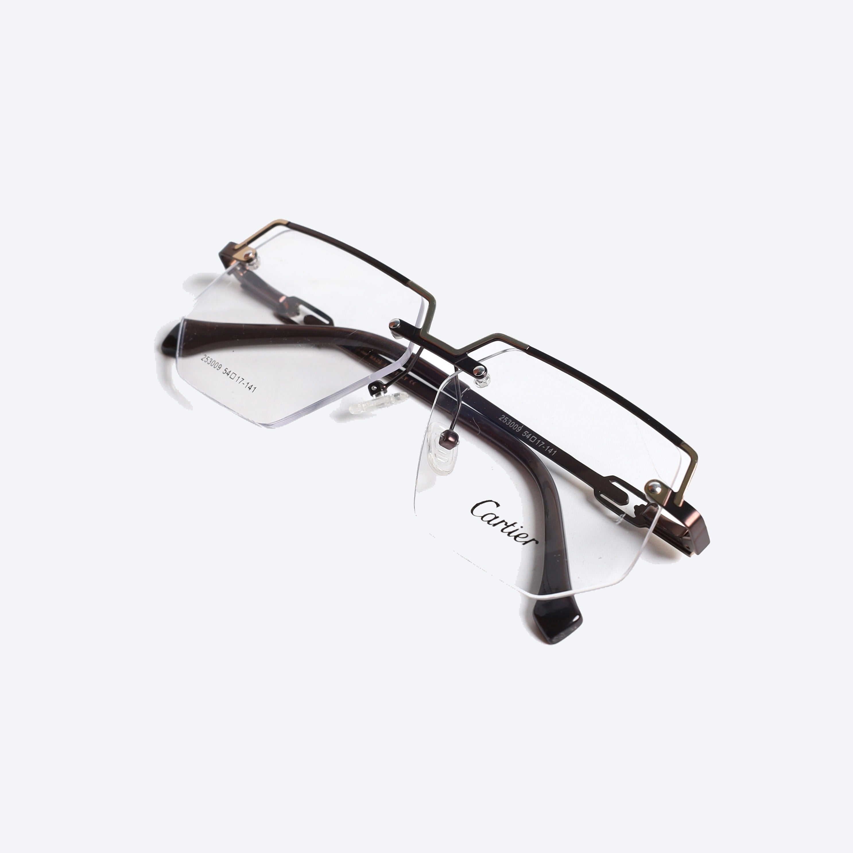Cartier 253009 Geometric aviator Eye Glasses for Gents - Brown Golden