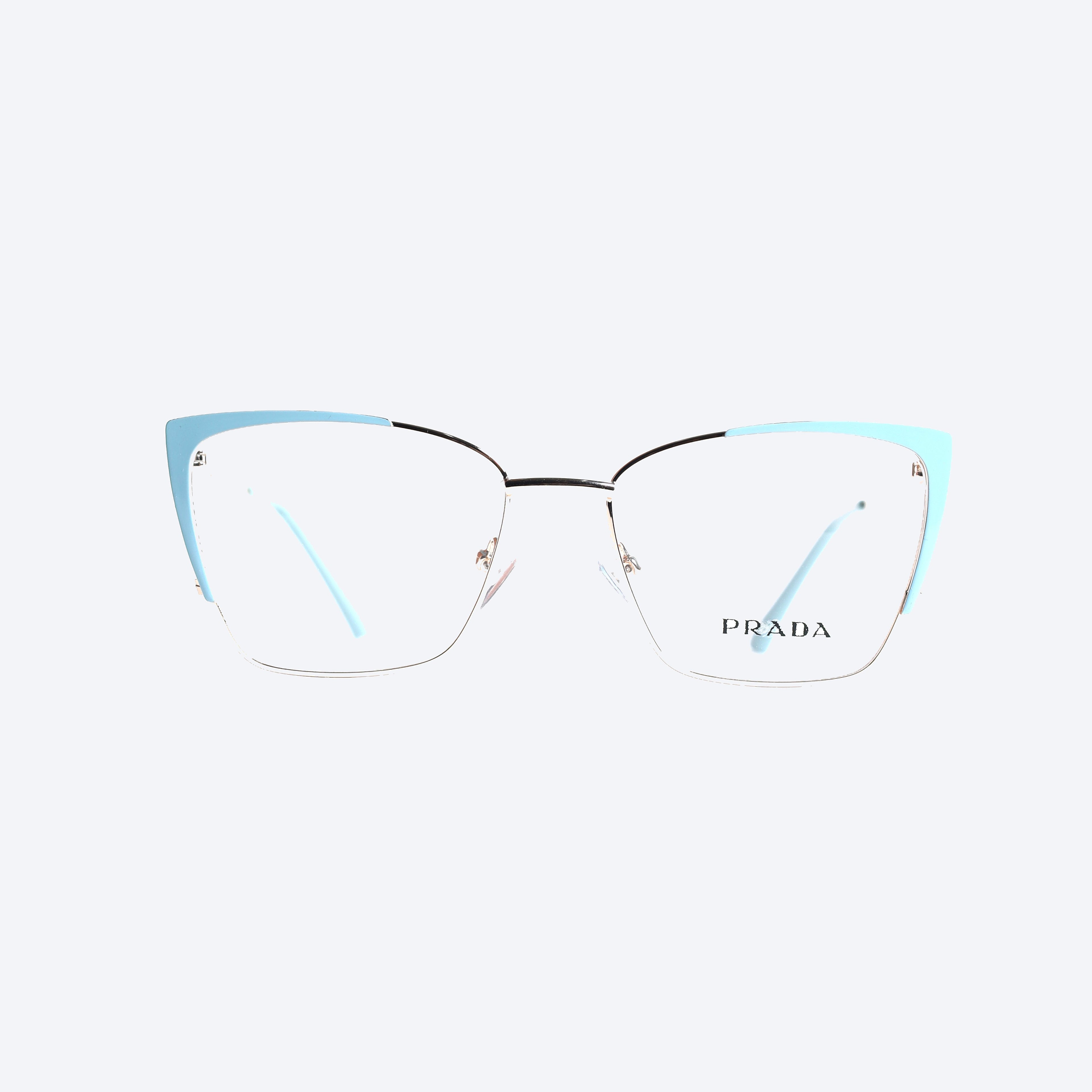 Prada MM585 Geometric aviator Eye Glasses for Ladies Fancy - Turquoise/Gold