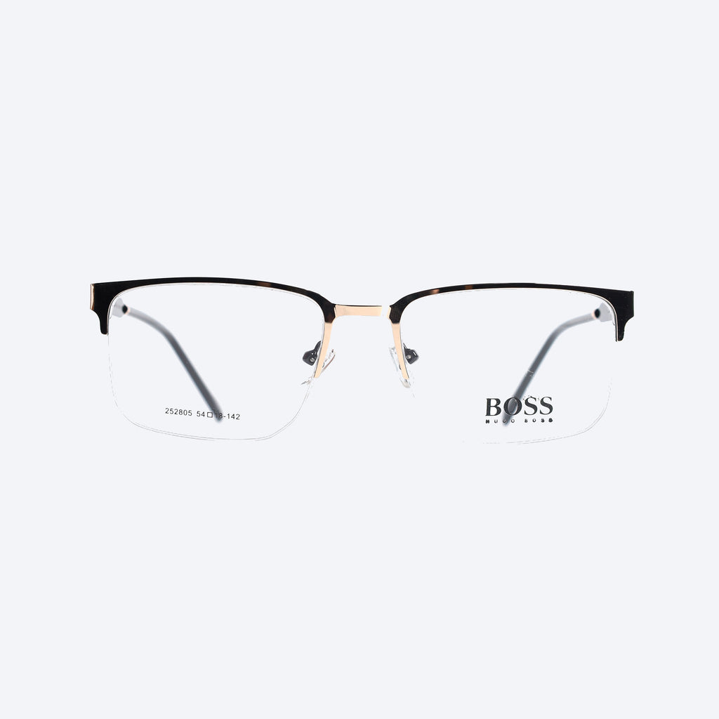 Hugo Boss 252805 Rectangle Eye Glasses for Unisex - Gold