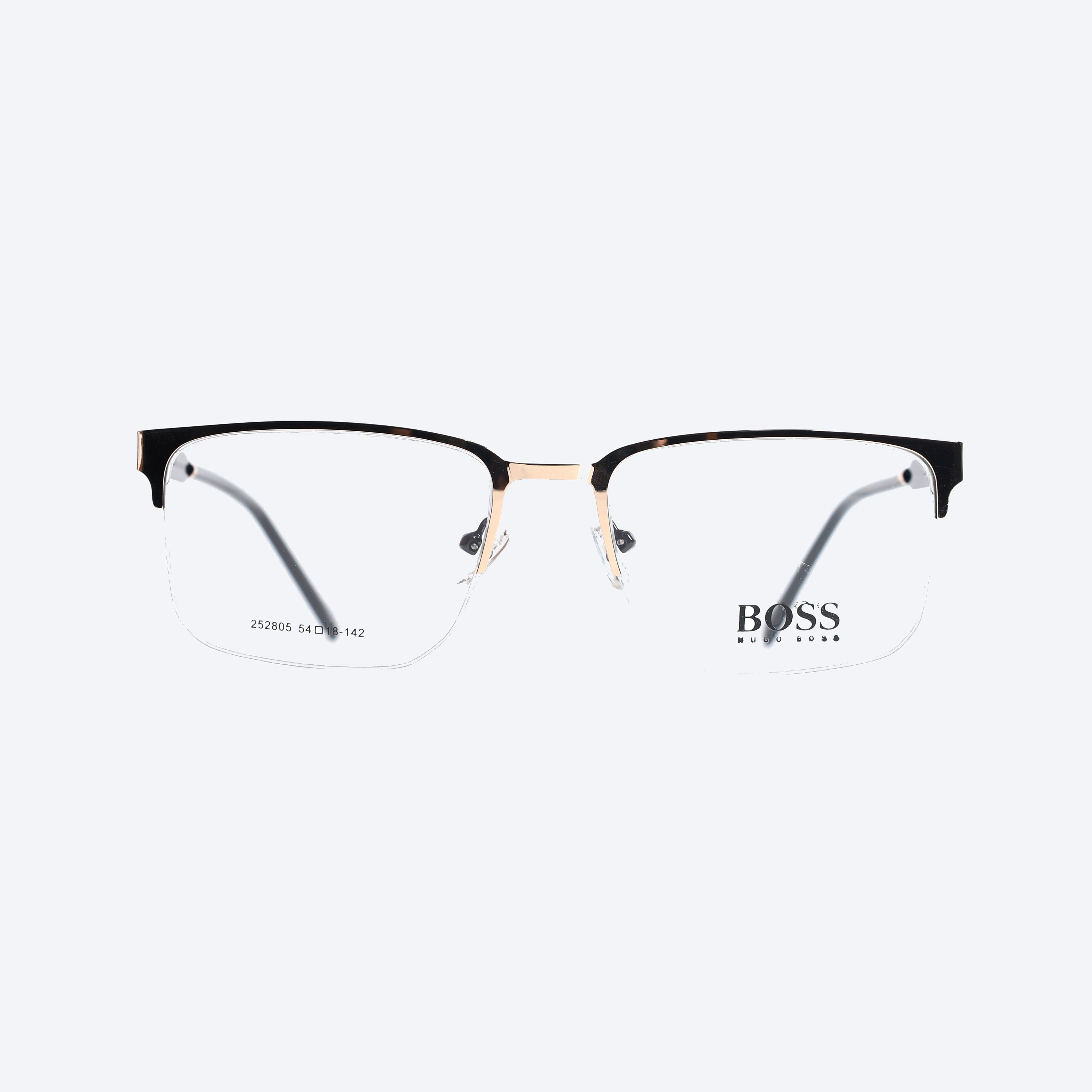 Hugo Boss 252805 Rectangle Eye Glasses for Unisex - Gold