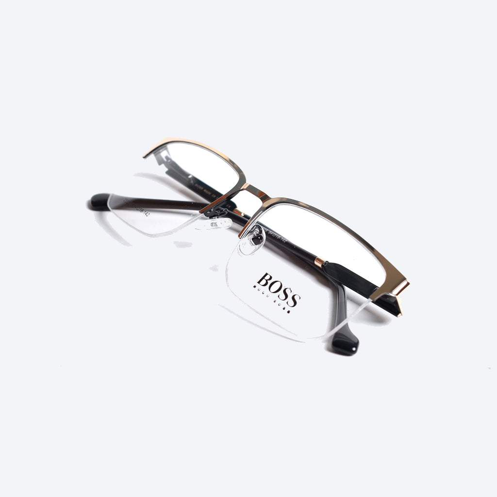 Hugo Boss 252805 Rectangle Eye Glasses for Unisex - Gold