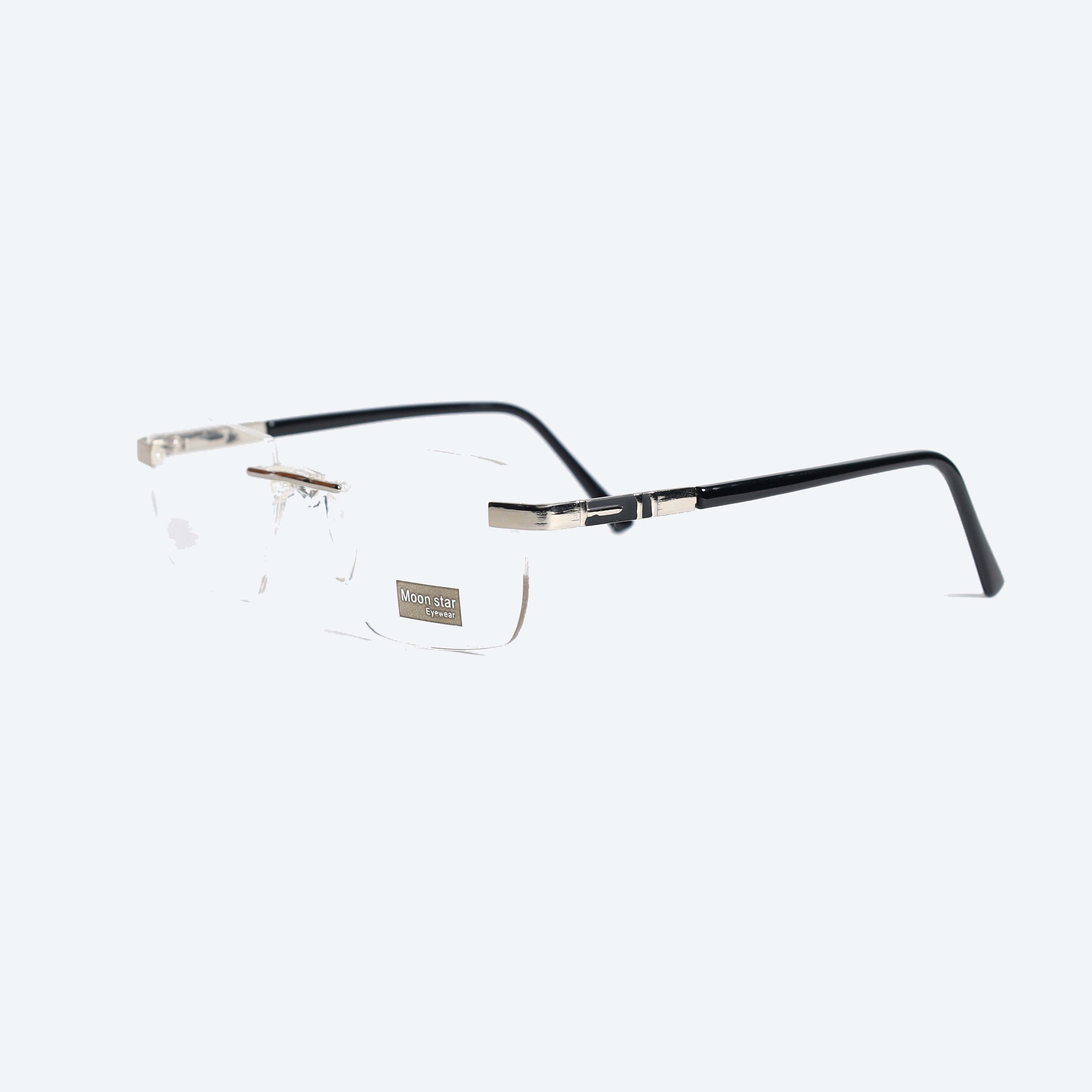 Moon Star GSJ082 Rectangle Eye Glasses for Unisex - Black Silver