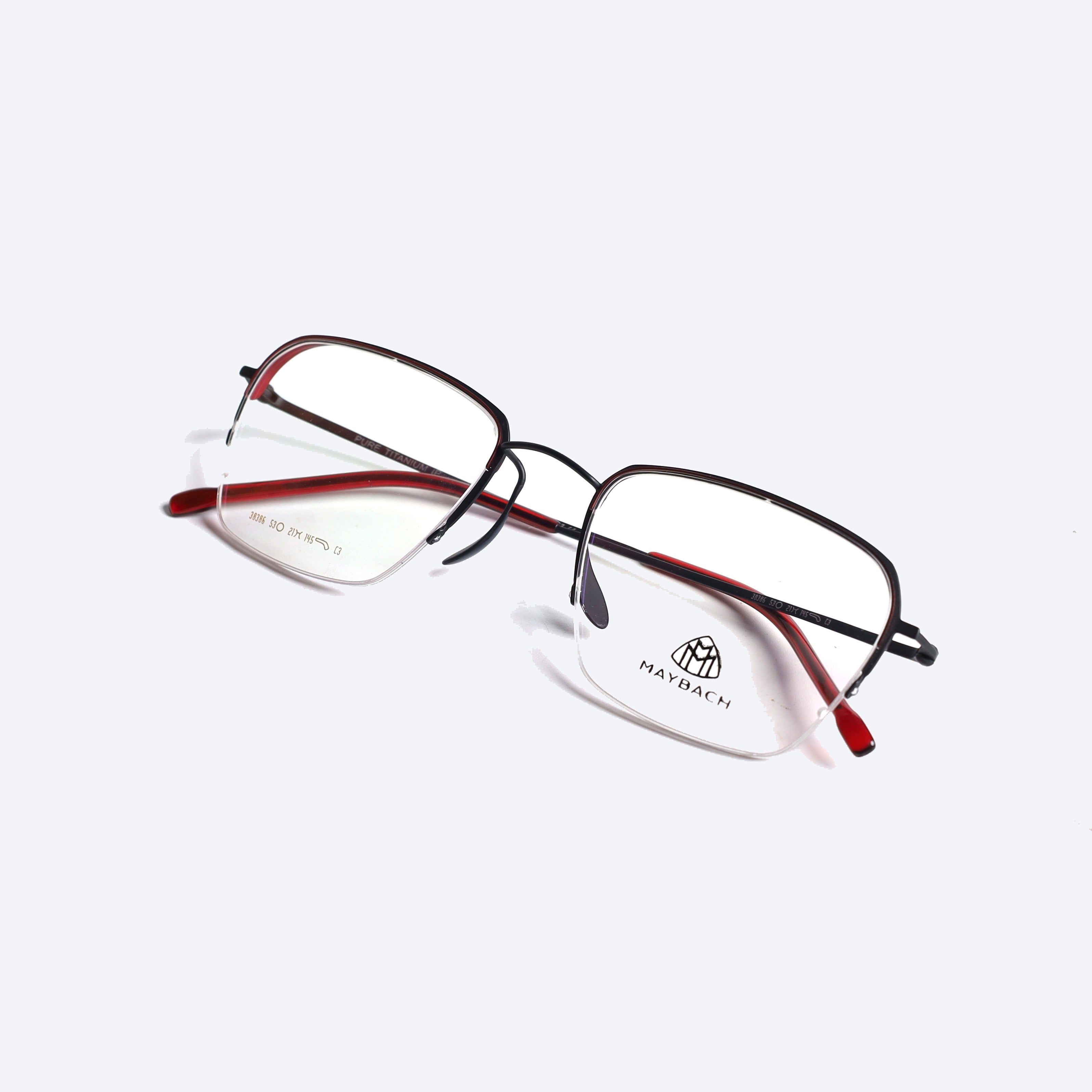 May Bach Titanium 38386 Aviator Eye Glasses for Unisex - Maroon