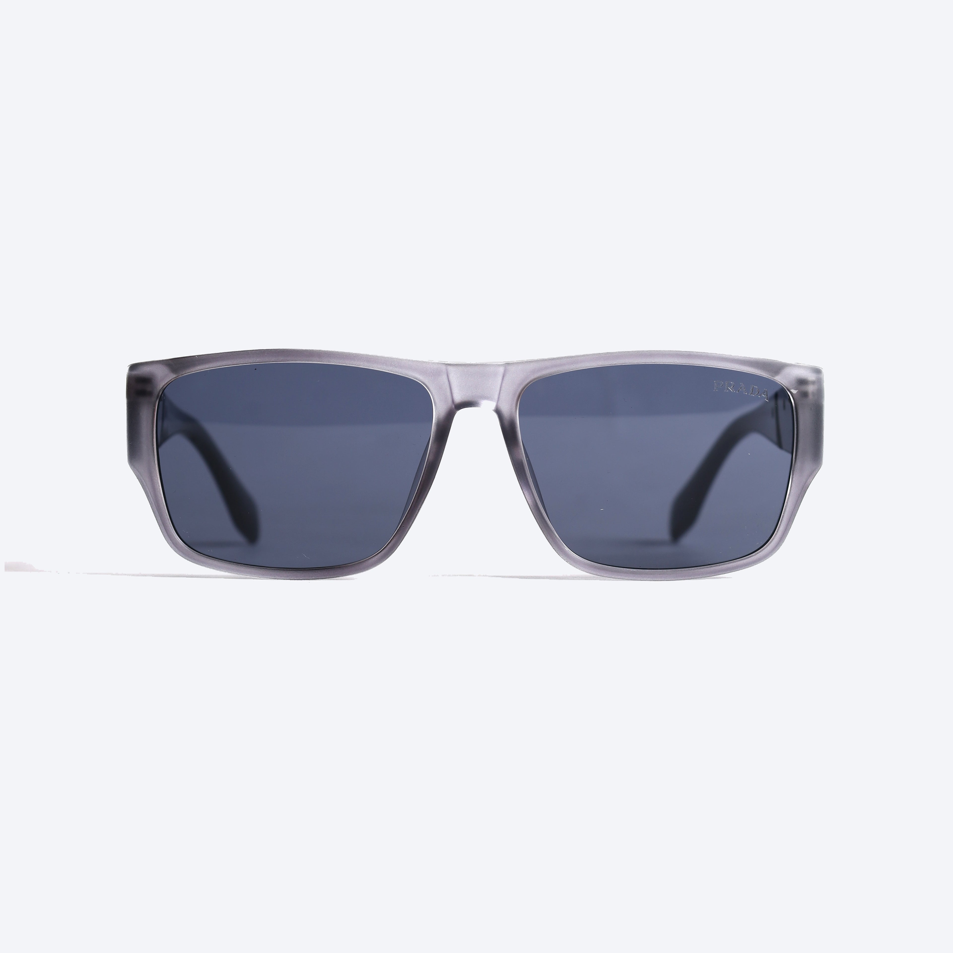 Prada 8866 Geometric Rectangle Sun Glasses for Gents - GREY/BLACK