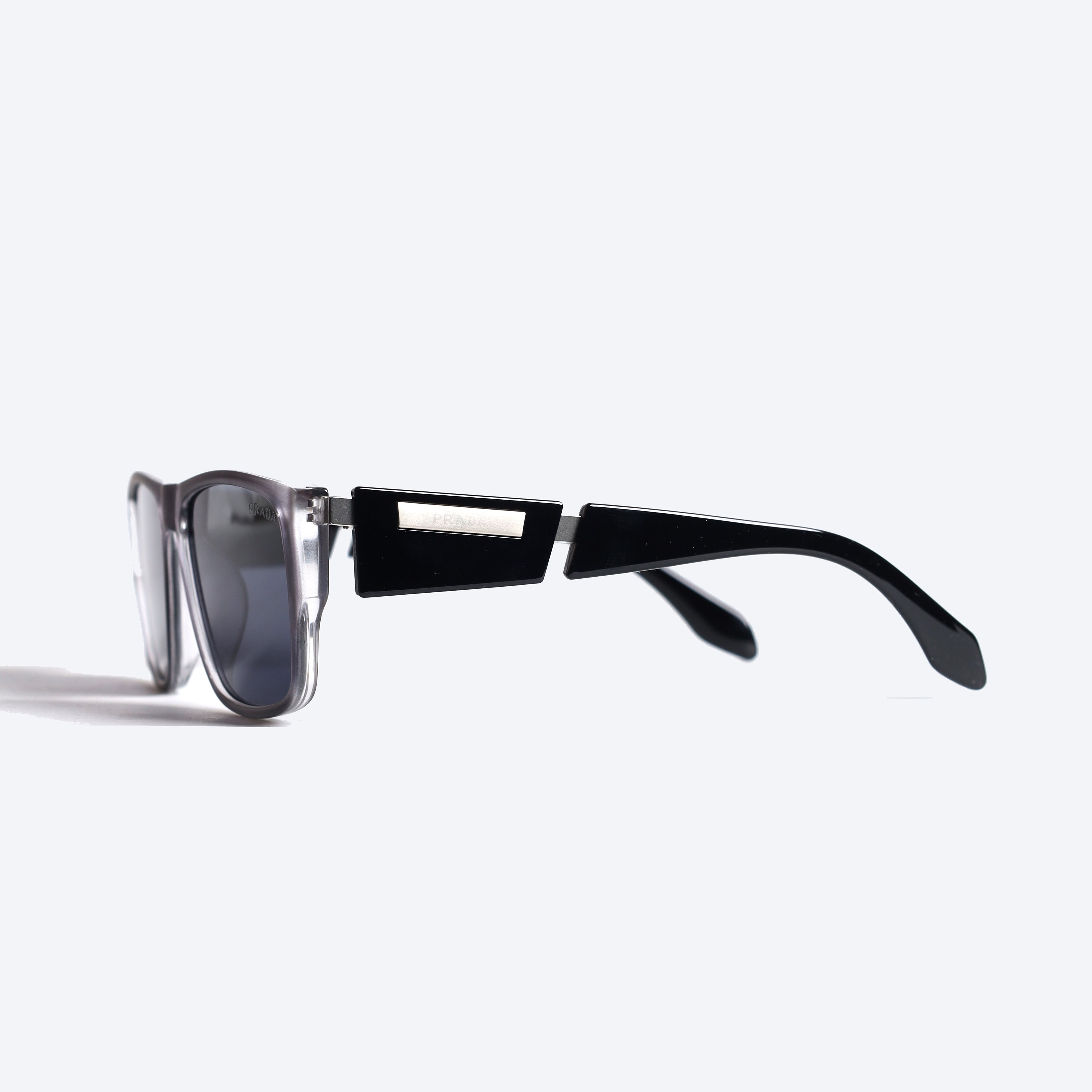 Prada 8866 Geometric Rectangle Sun Glasses for Gents - GREY/BLACK