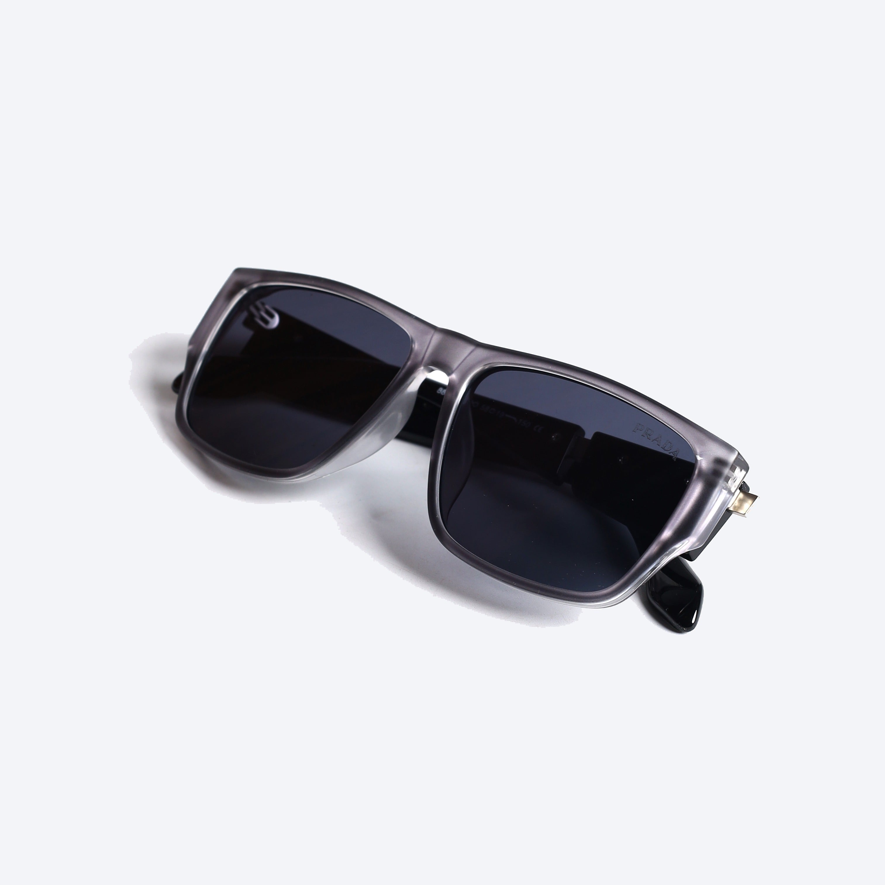 Prada 8866 Geometric Rectangle Sun Glasses for Gents - GREY/BLACK