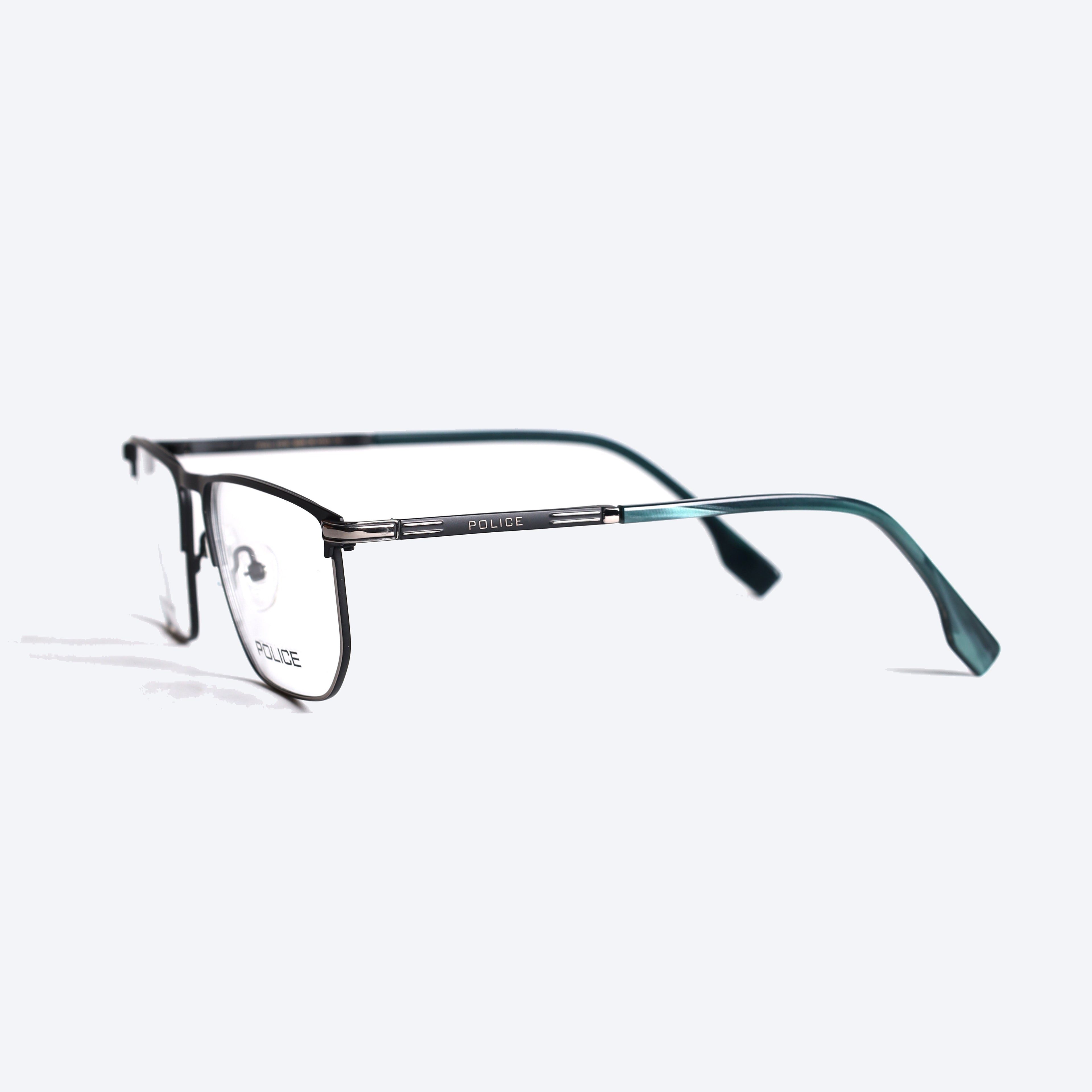 Police 252811 Geometric Rectangle Eye Glasses for Gents - Black Silver
